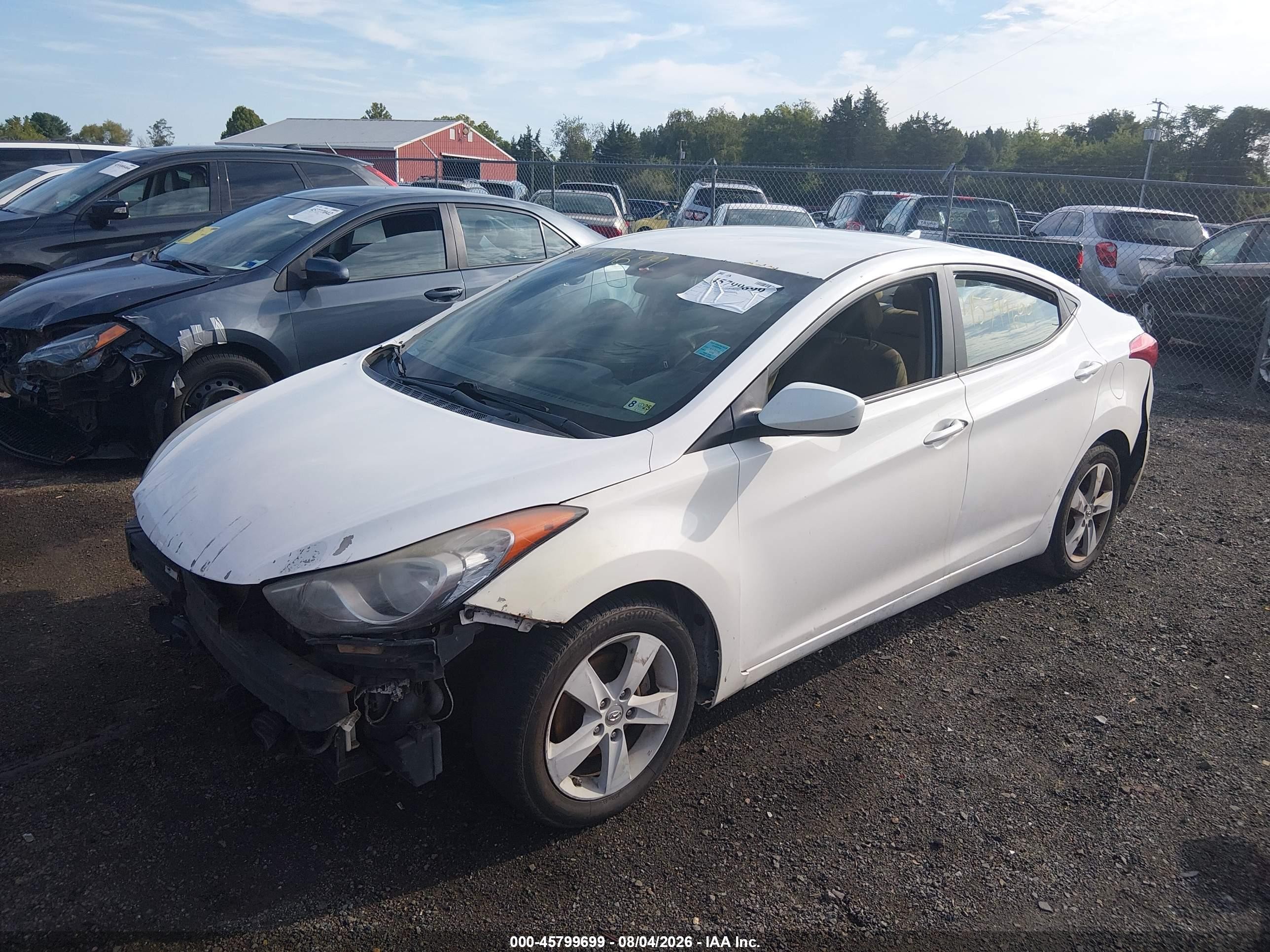 2012 Hyundai Elantra Gls White vin: 5NPDH4AE1CH067905