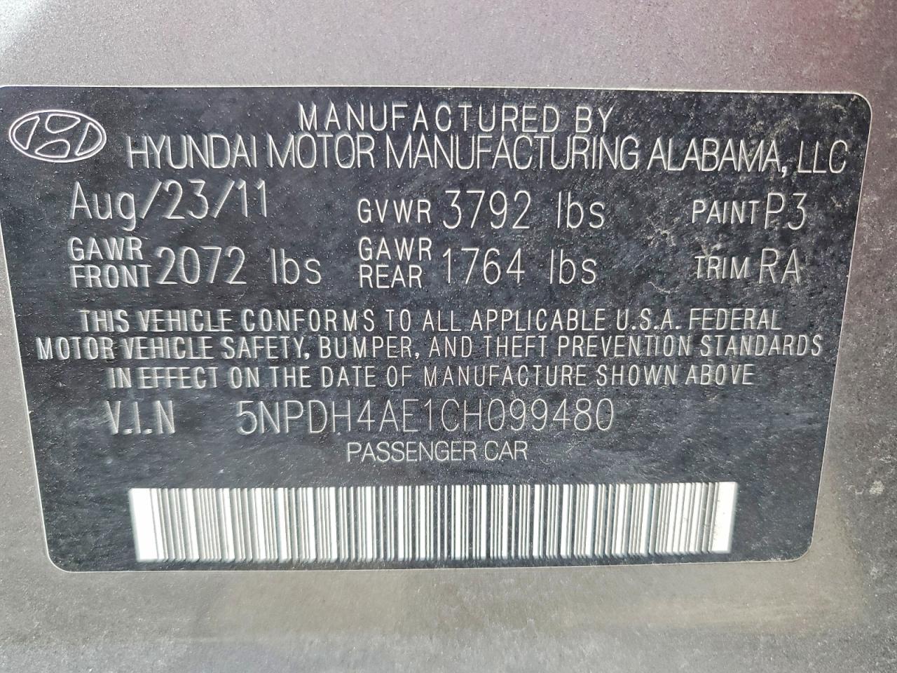 2012 Hyundai Elantra Gls Gray vin: 5NPDH4AE1CH099480