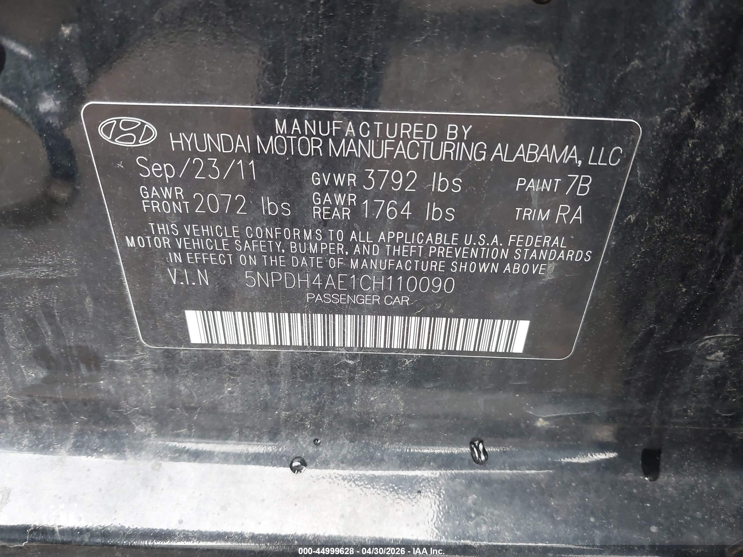 2012 Hyundai Elantra Gls Black vin: 5NPDH4AE1CH110090