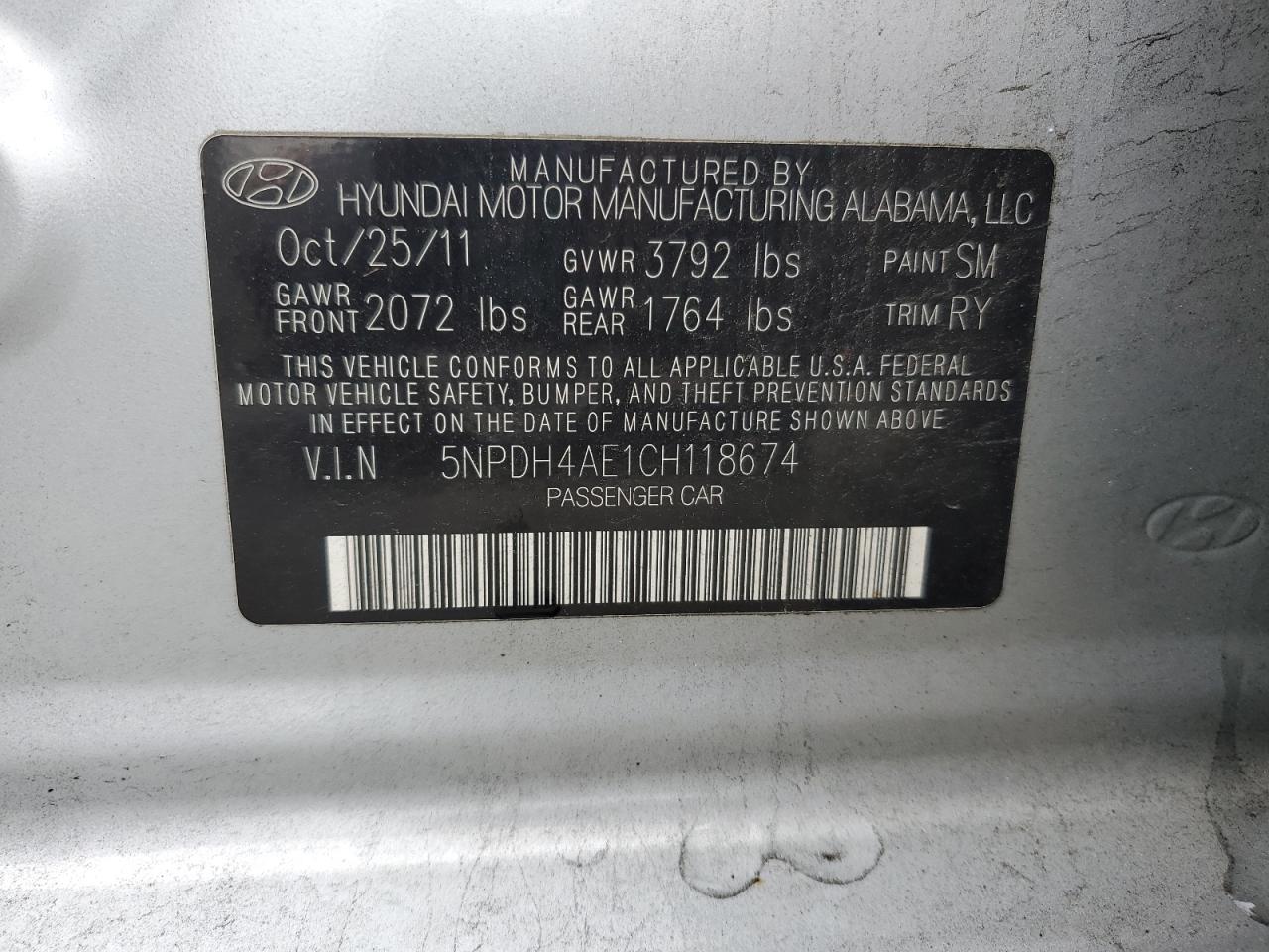 2012 Hyundai Elantra Gls Silver vin: 5NPDH4AE1CH118674
