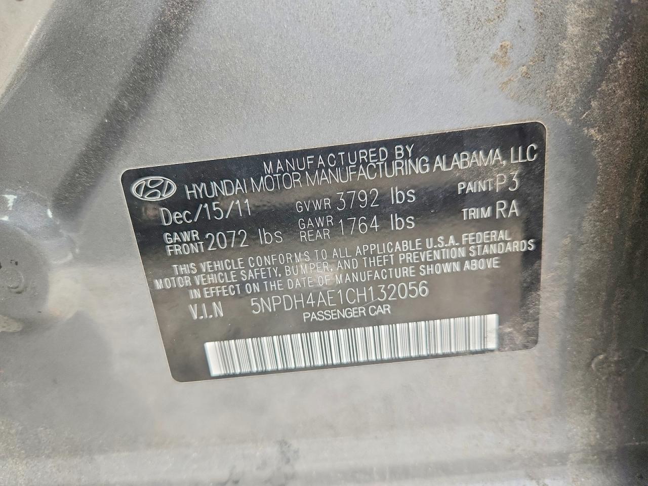 2012 Hyundai Elantra Limited Gray vin: 5NPDH4AE1CH132056
