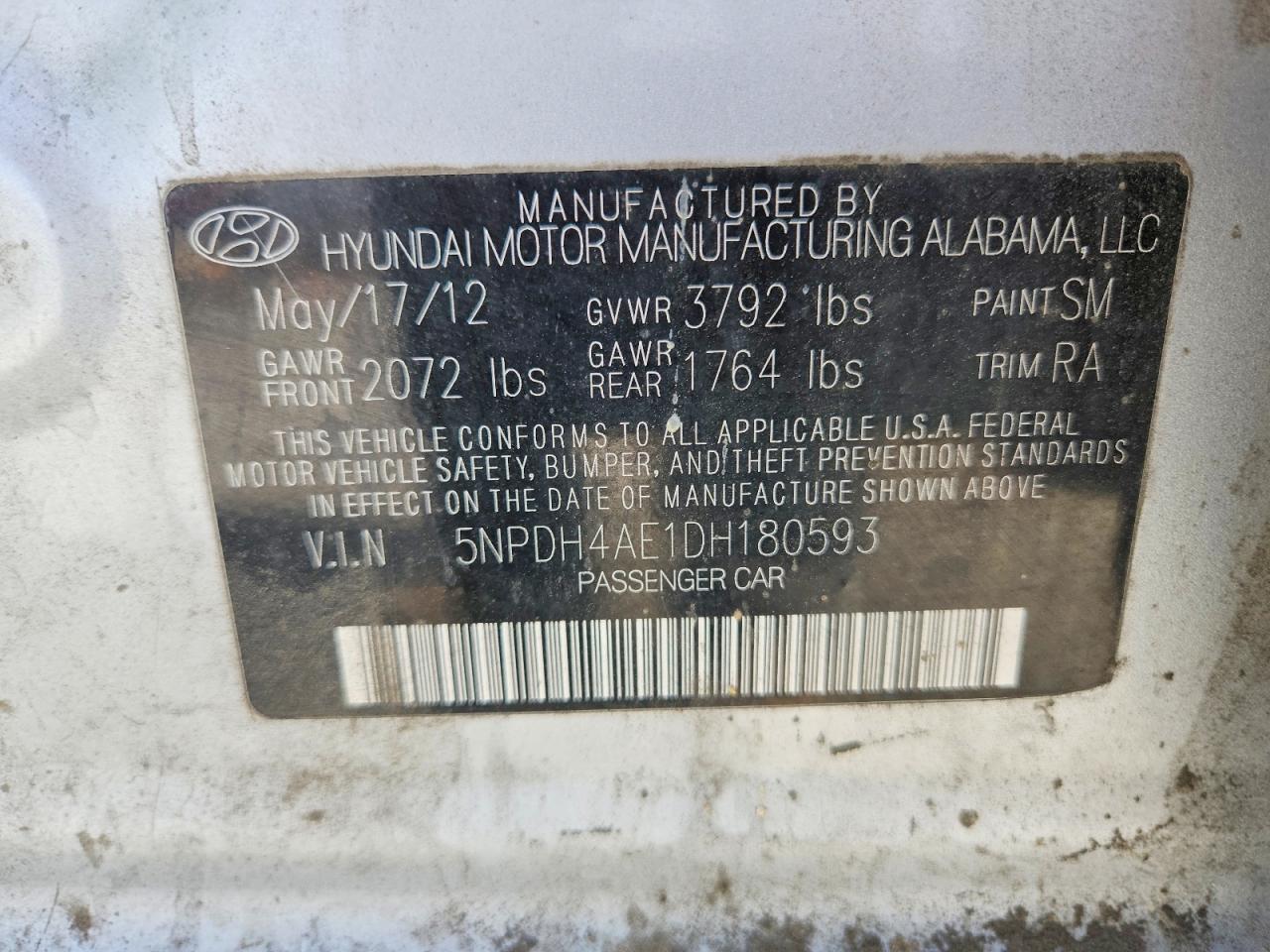 2013 Hyundai Elantra Gls Silver vin: 5NPDH4AE1DH180593