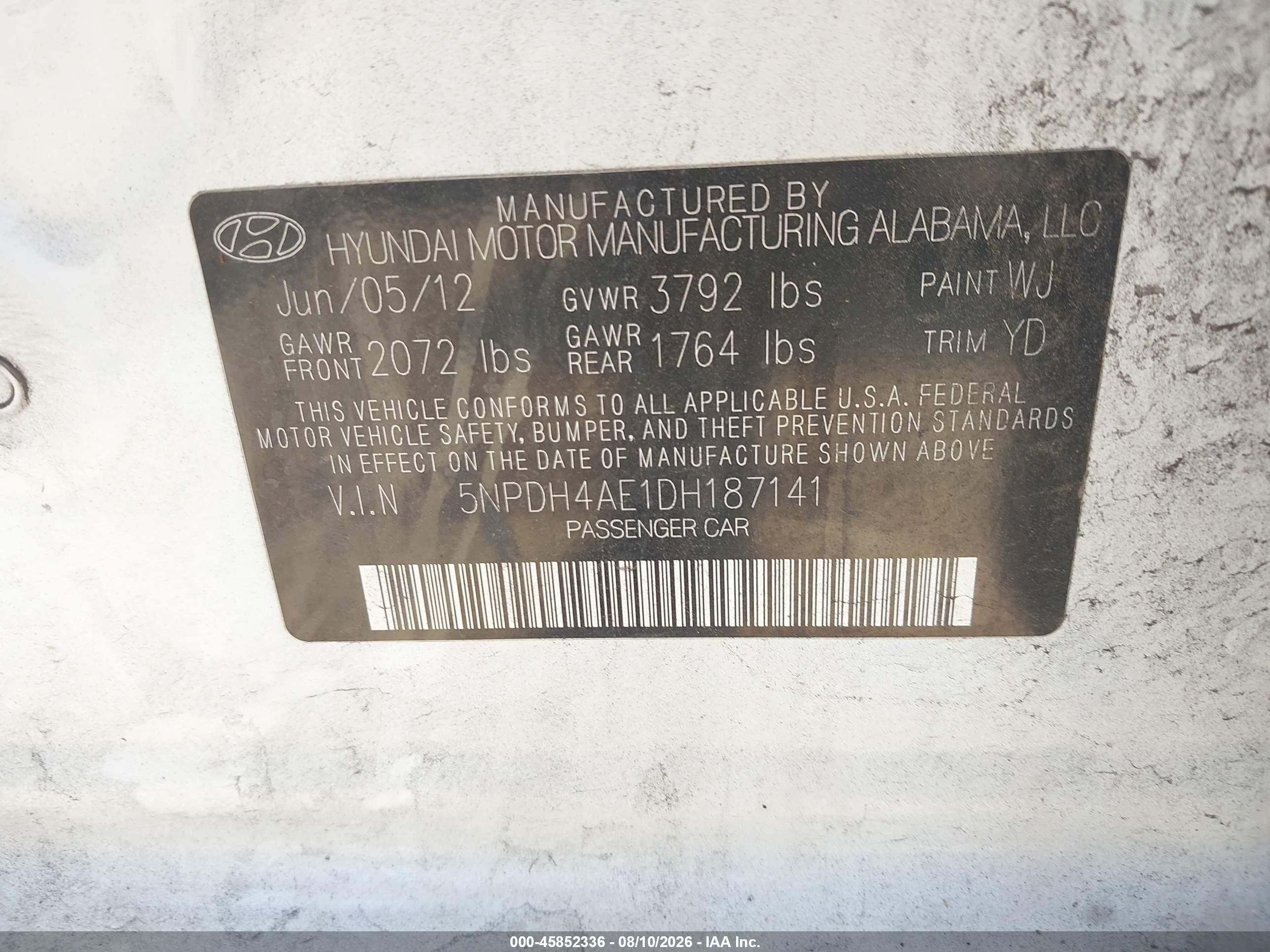 2013 Hyundai Elantra Gls Белый vin: 5NPDH4AE1DH187141