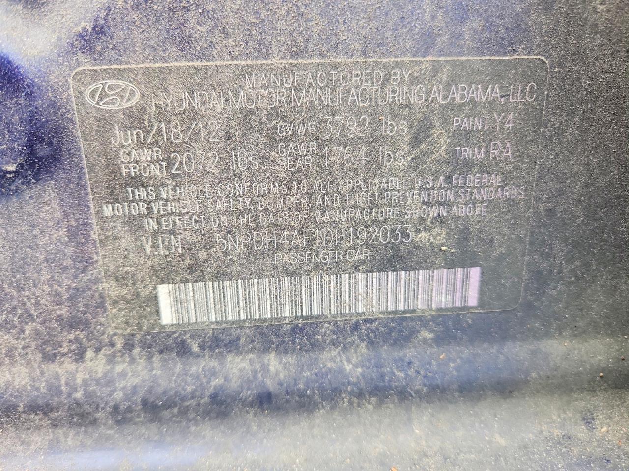 2013 Hyundai Elantra Gls Blue vin: 5NPDH4AE1DH192033