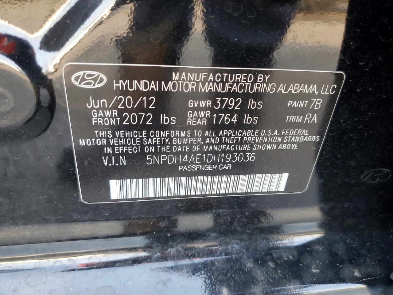 2013 Hyundai Elantra Gls Black vin: 5NPDH4AE1DH193036