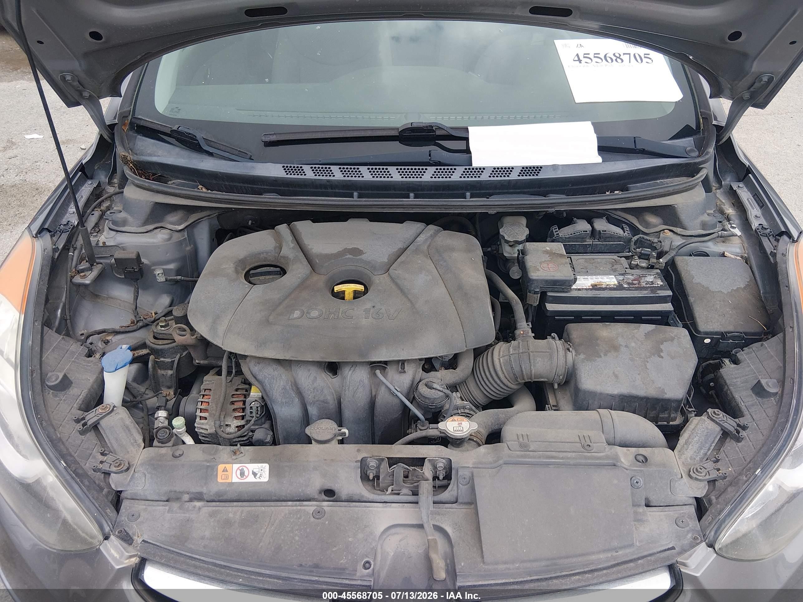2013 Hyundai Elantra Gls Gray vin: 5NPDH4AE1DH195496