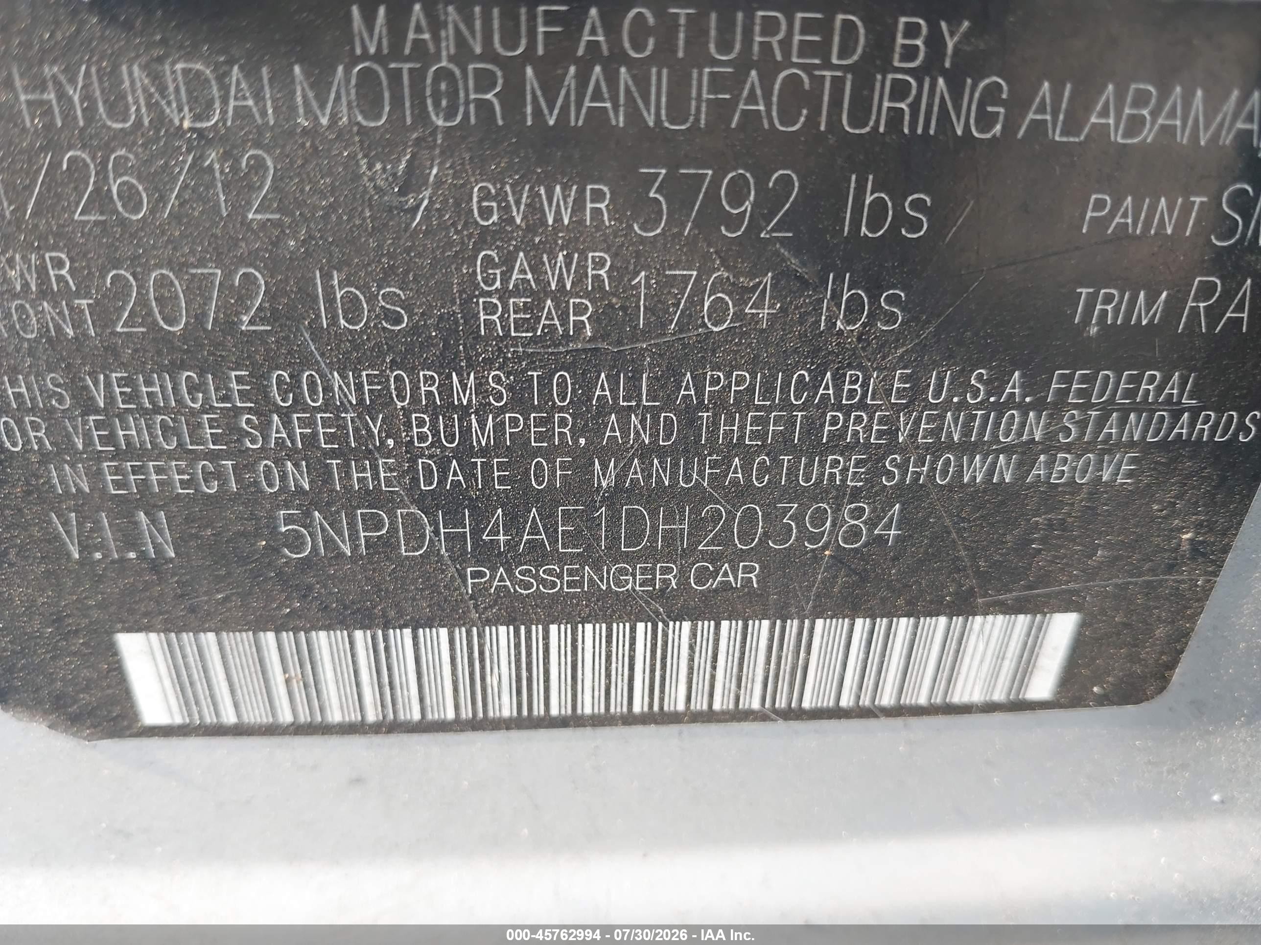 2013 Hyundai Elantra Limited Gray vin: 5NPDH4AE1DH203984