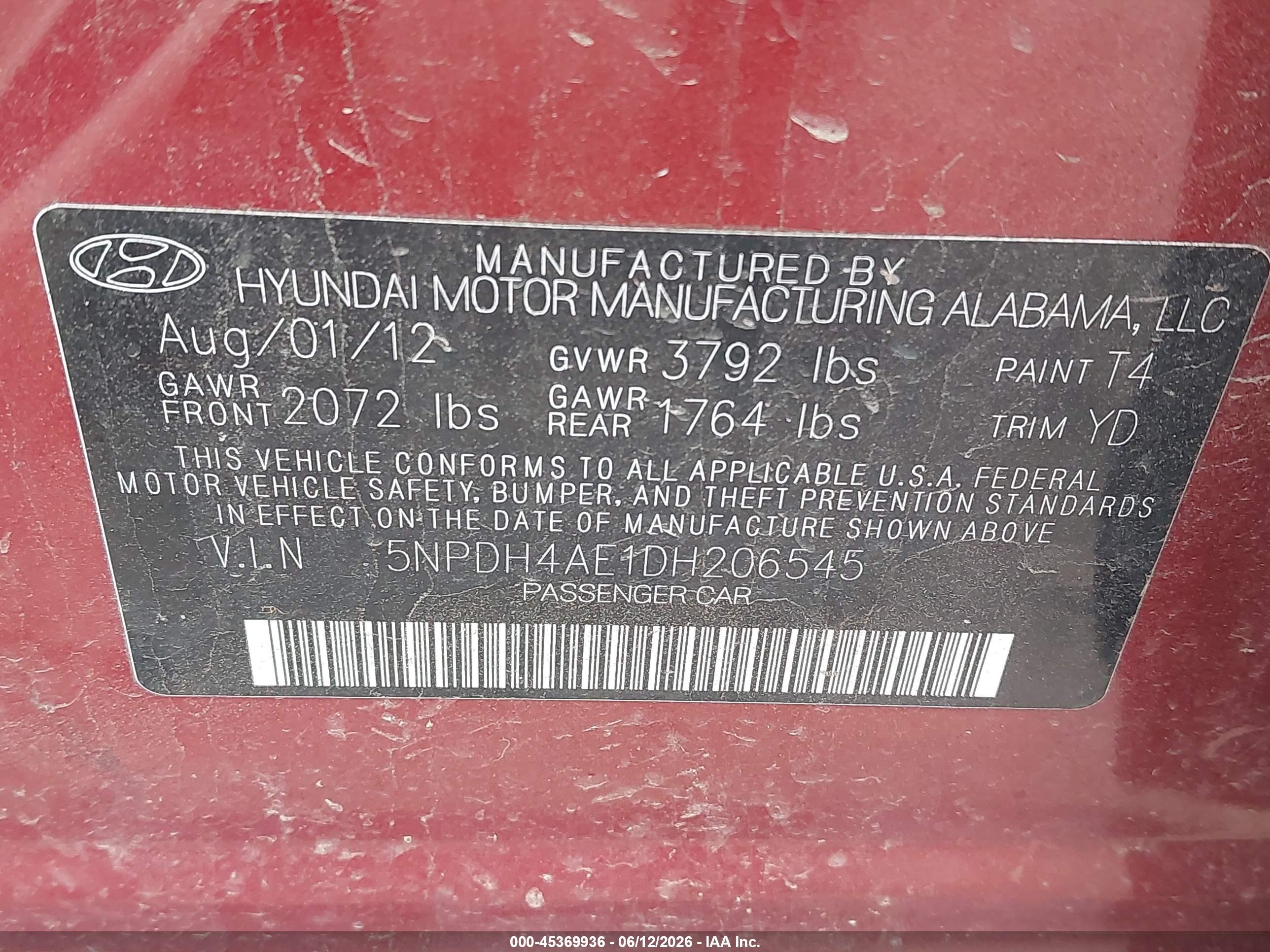 2013 Hyundai Elantra Gls Красный vin: 5NPDH4AE1DH206545