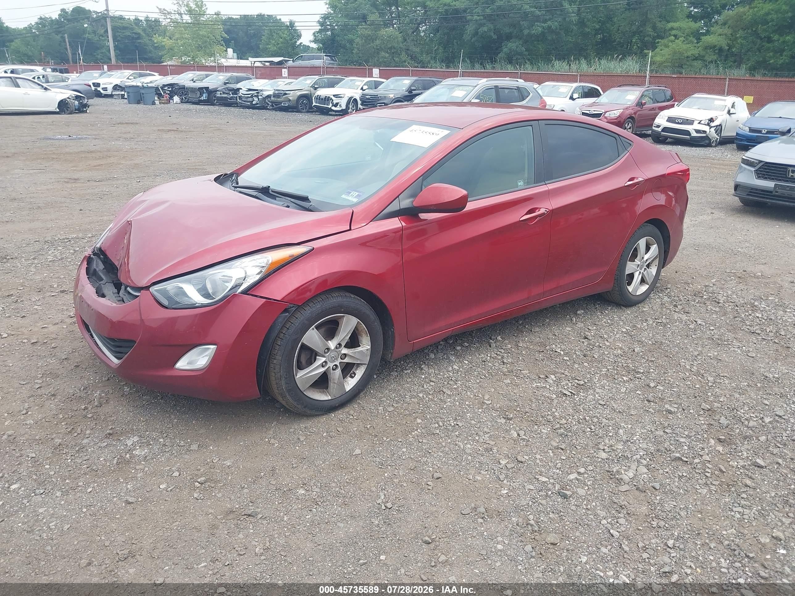 2013 Hyundai Elantra Gls Red vin: 5NPDH4AE1DH210627