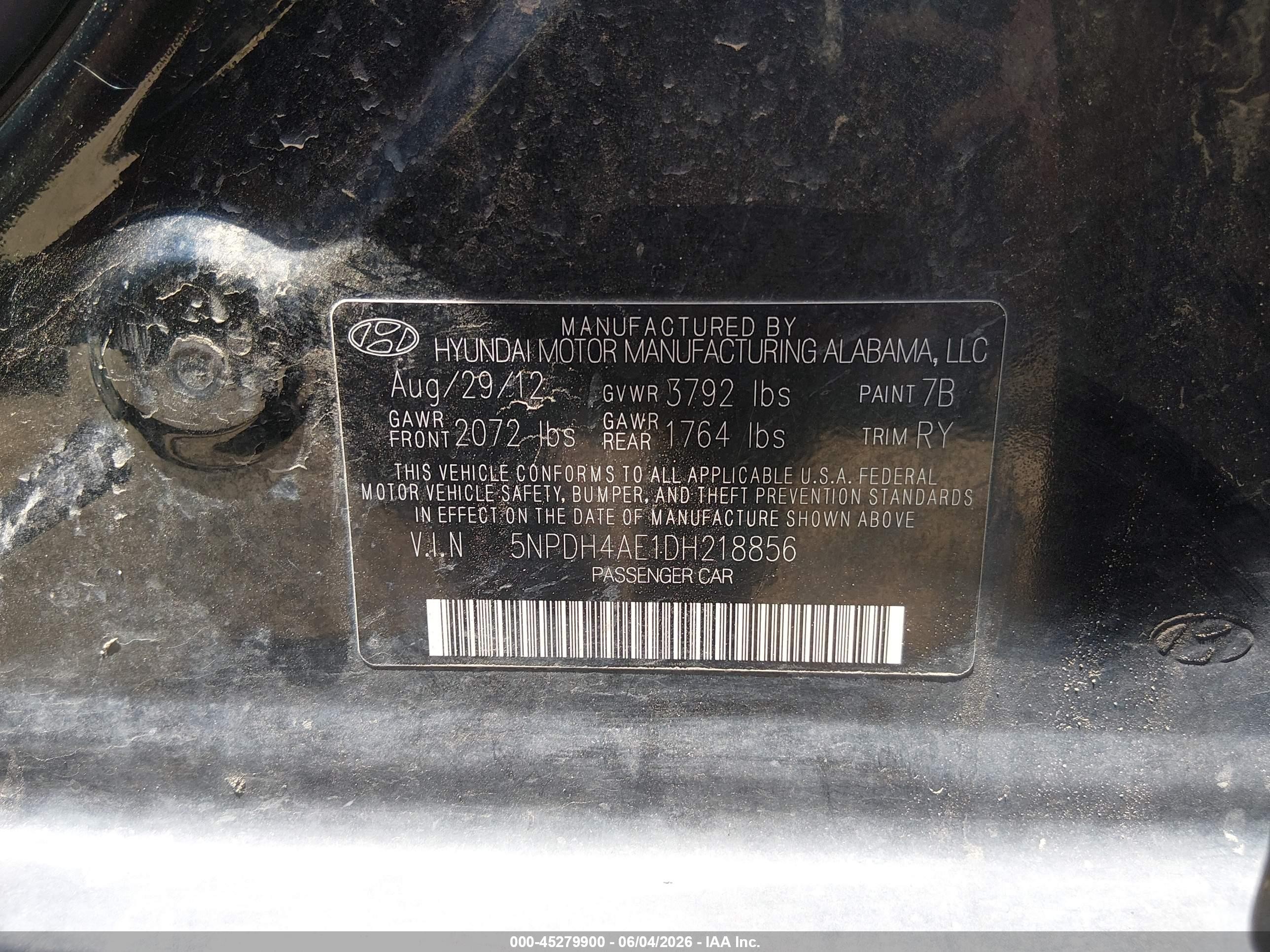 2013 Hyundai Elantra Limited Black vin: 5NPDH4AE1DH218856