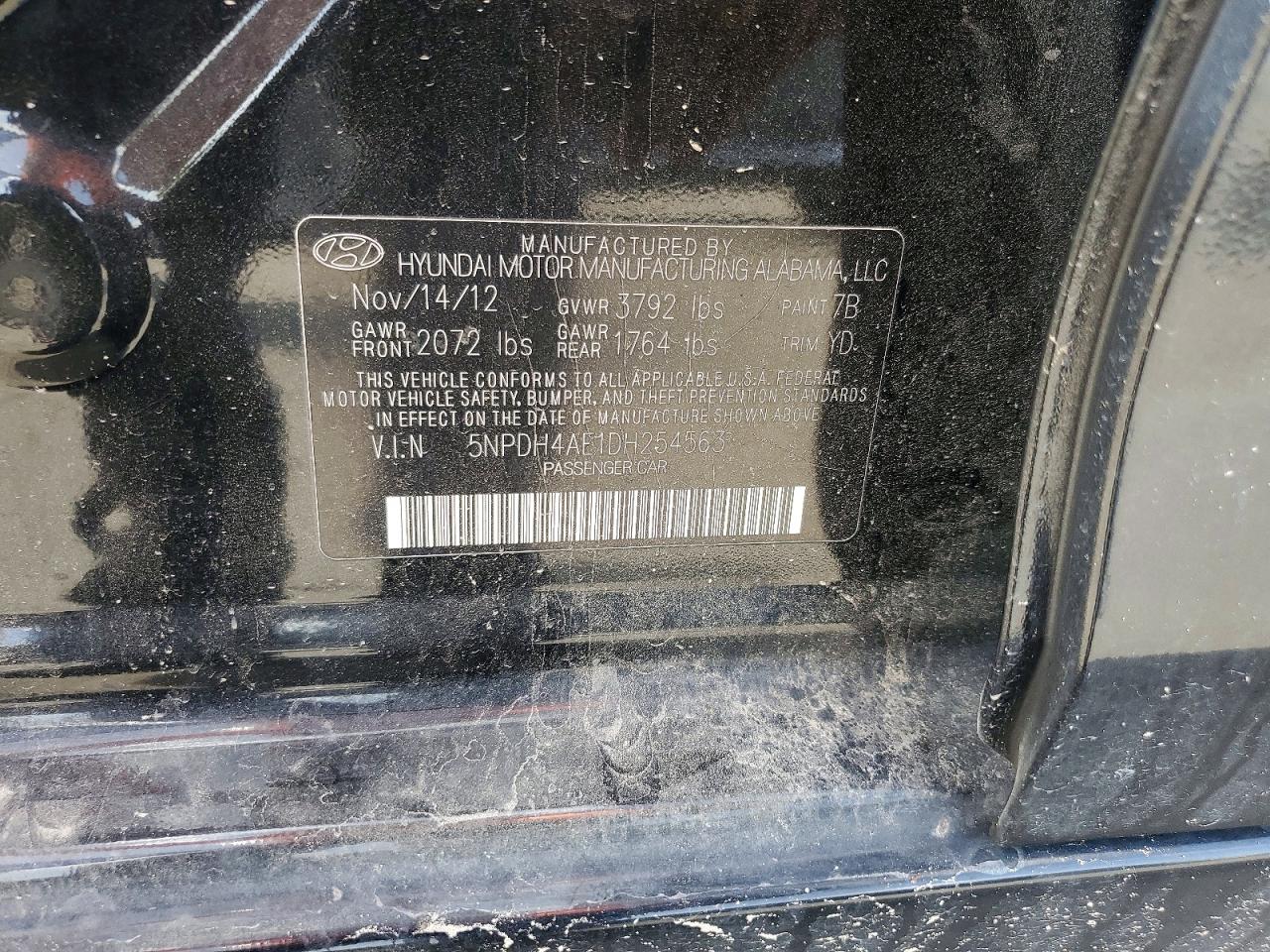2013 Hyundai Elantra Gls Black vin: 5NPDH4AE1DH254563