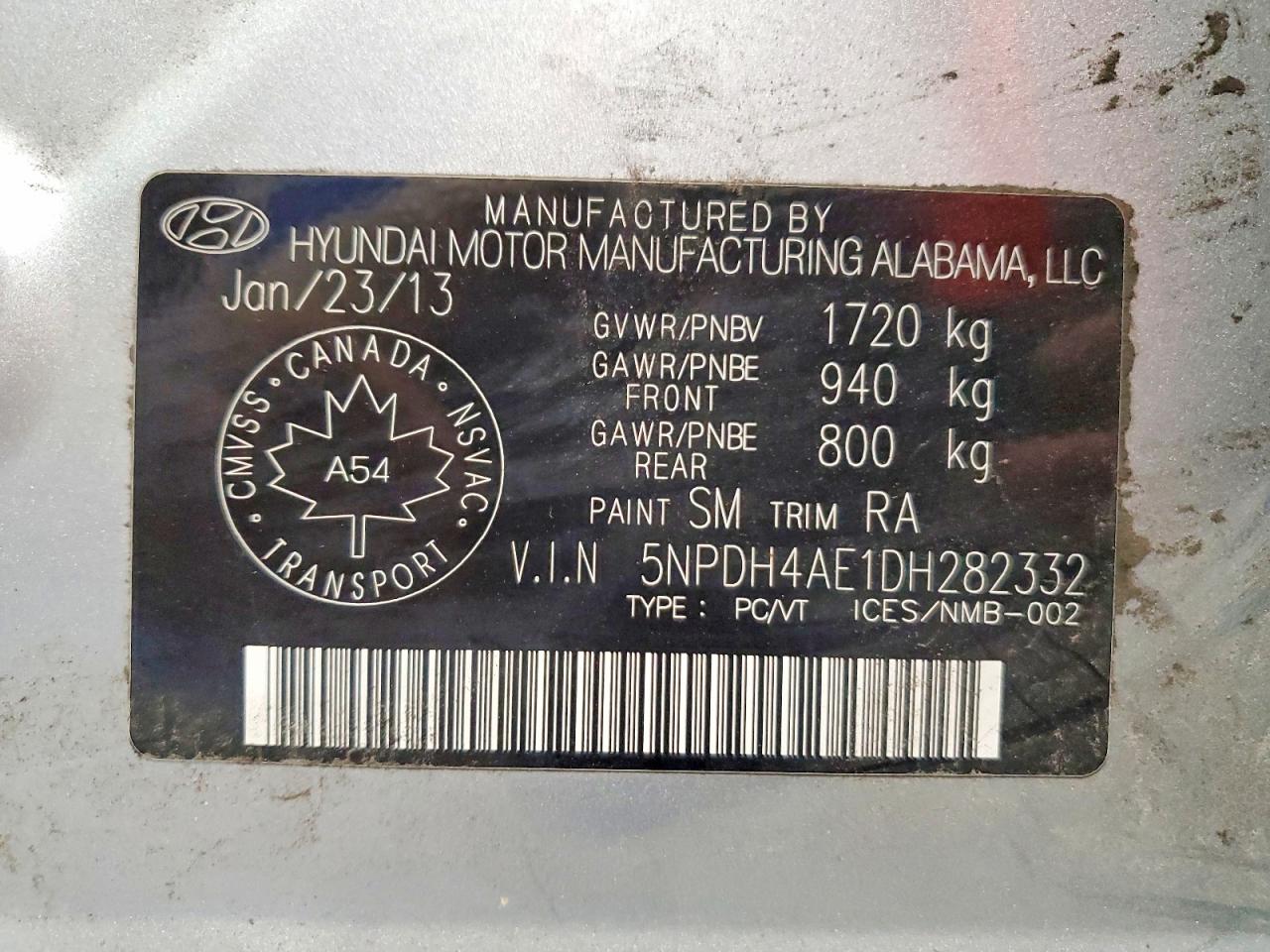 2013 Hyundai Elantra Gls Gray vin: 5NPDH4AE1DH282332