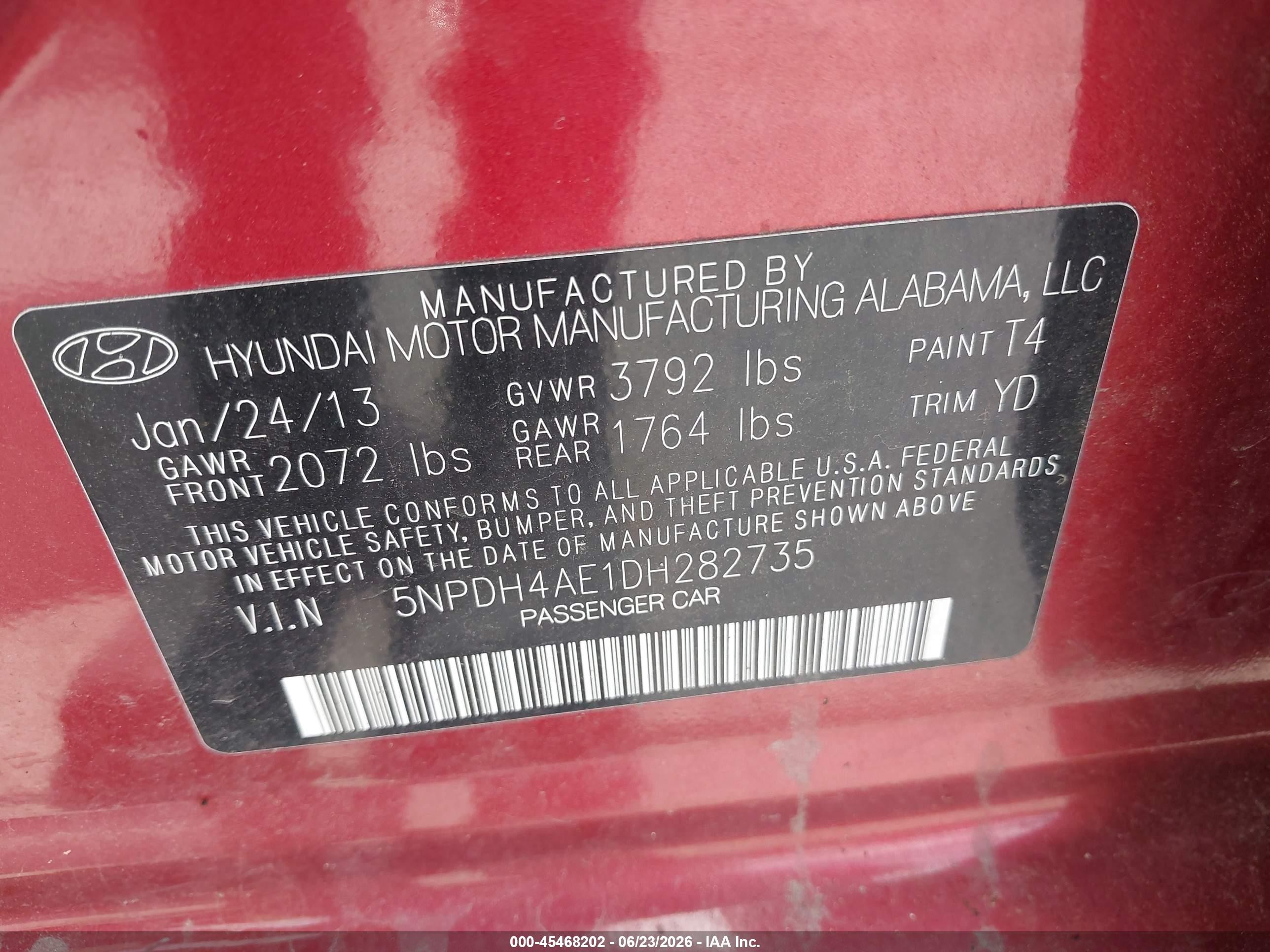 2013 Hyundai Elantra Gls Красный vin: 5NPDH4AE1DH282735