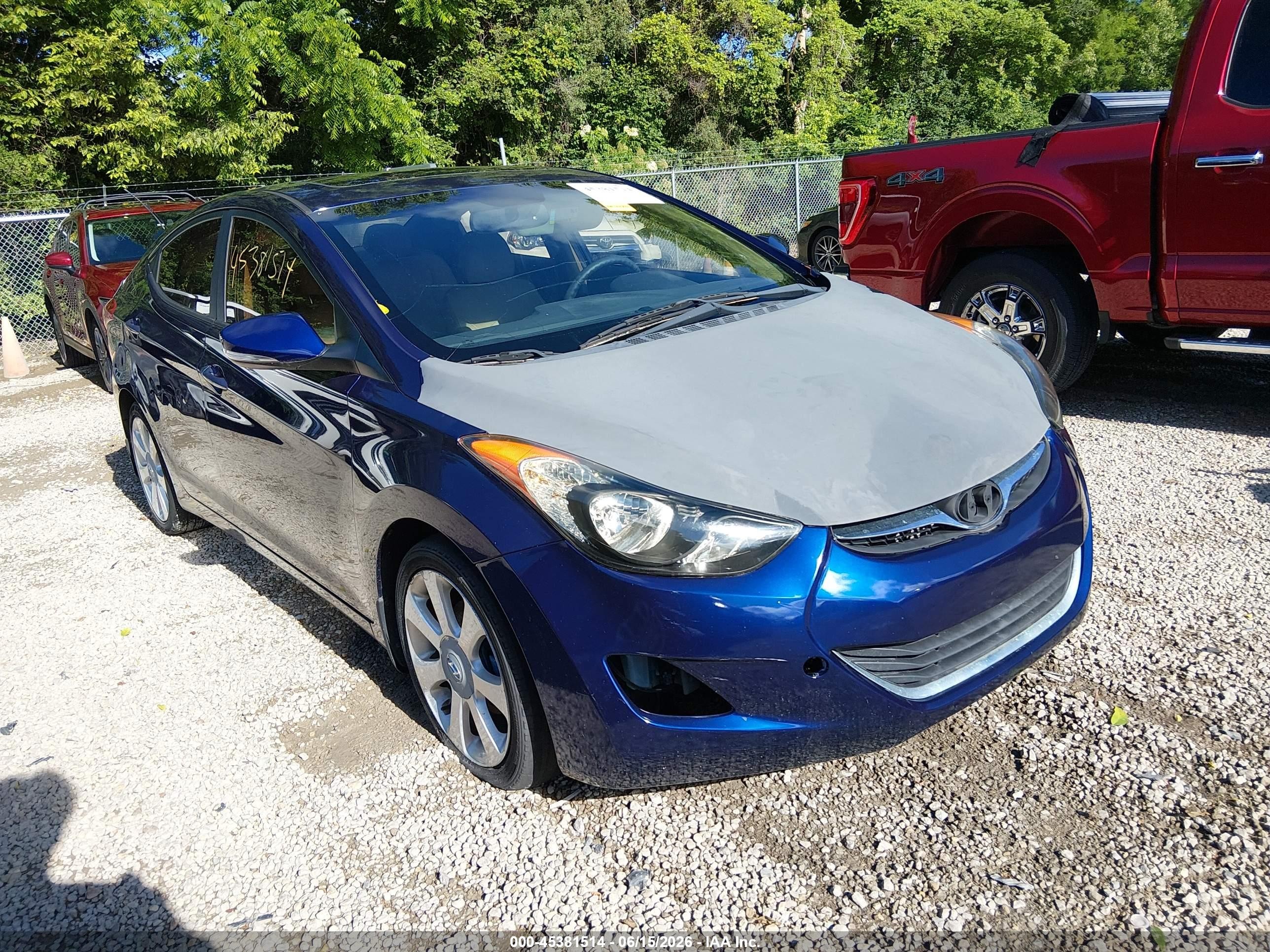 2013 Hyundai Elantra Limited Blue vin: 5NPDH4AE1DH295596