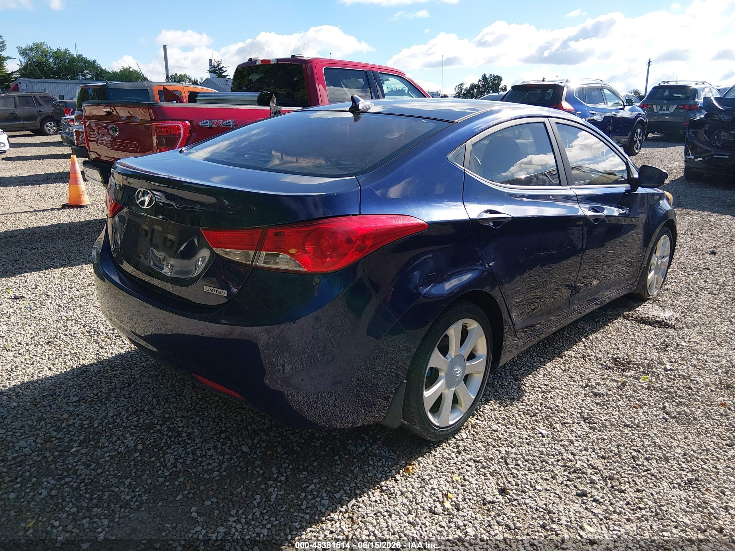 2013 Hyundai Elantra Limited Blue vin: 5NPDH4AE1DH295596