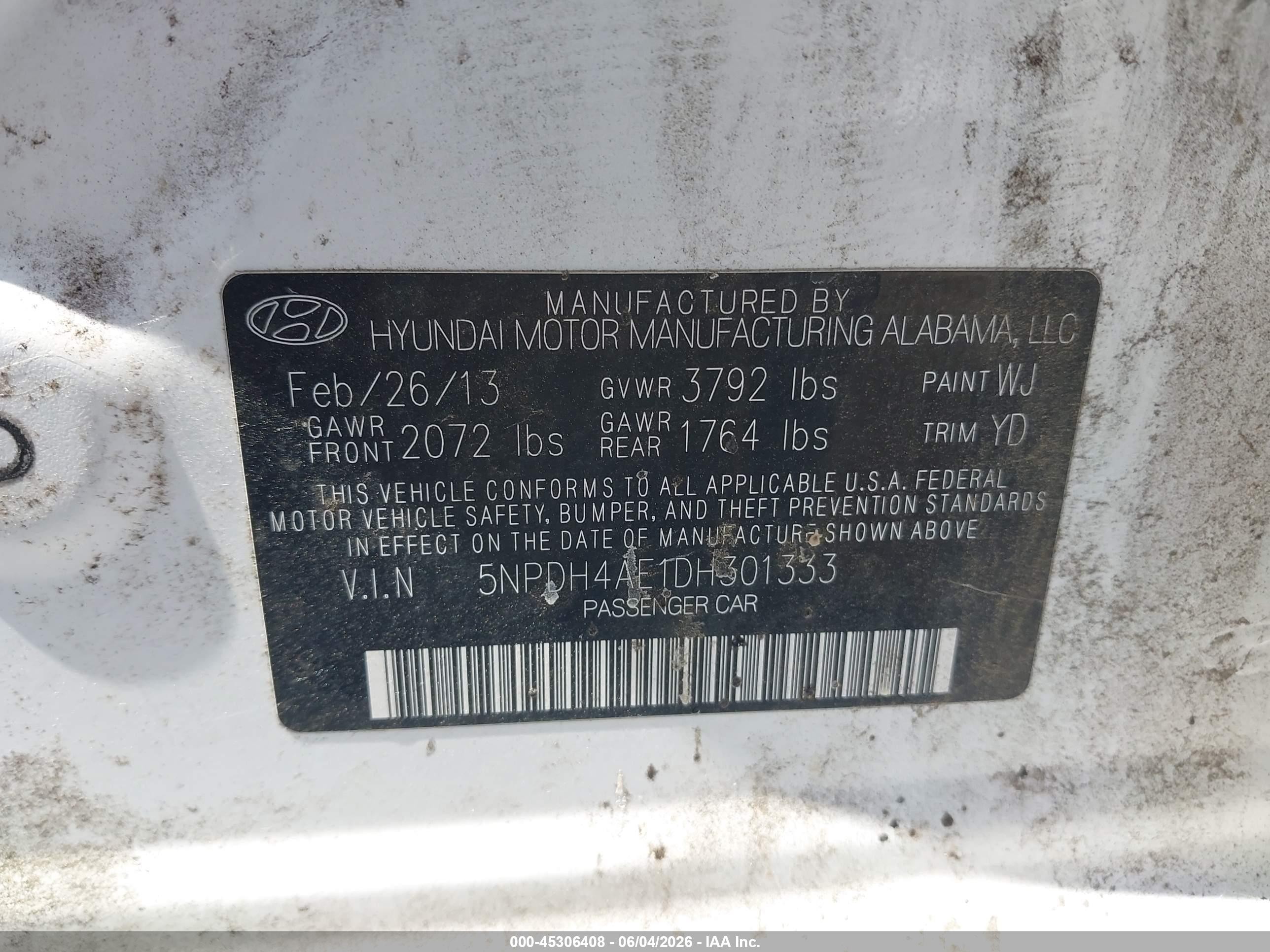 2013 Hyundai Elantra Gls White vin: 5NPDH4AE1DH301333