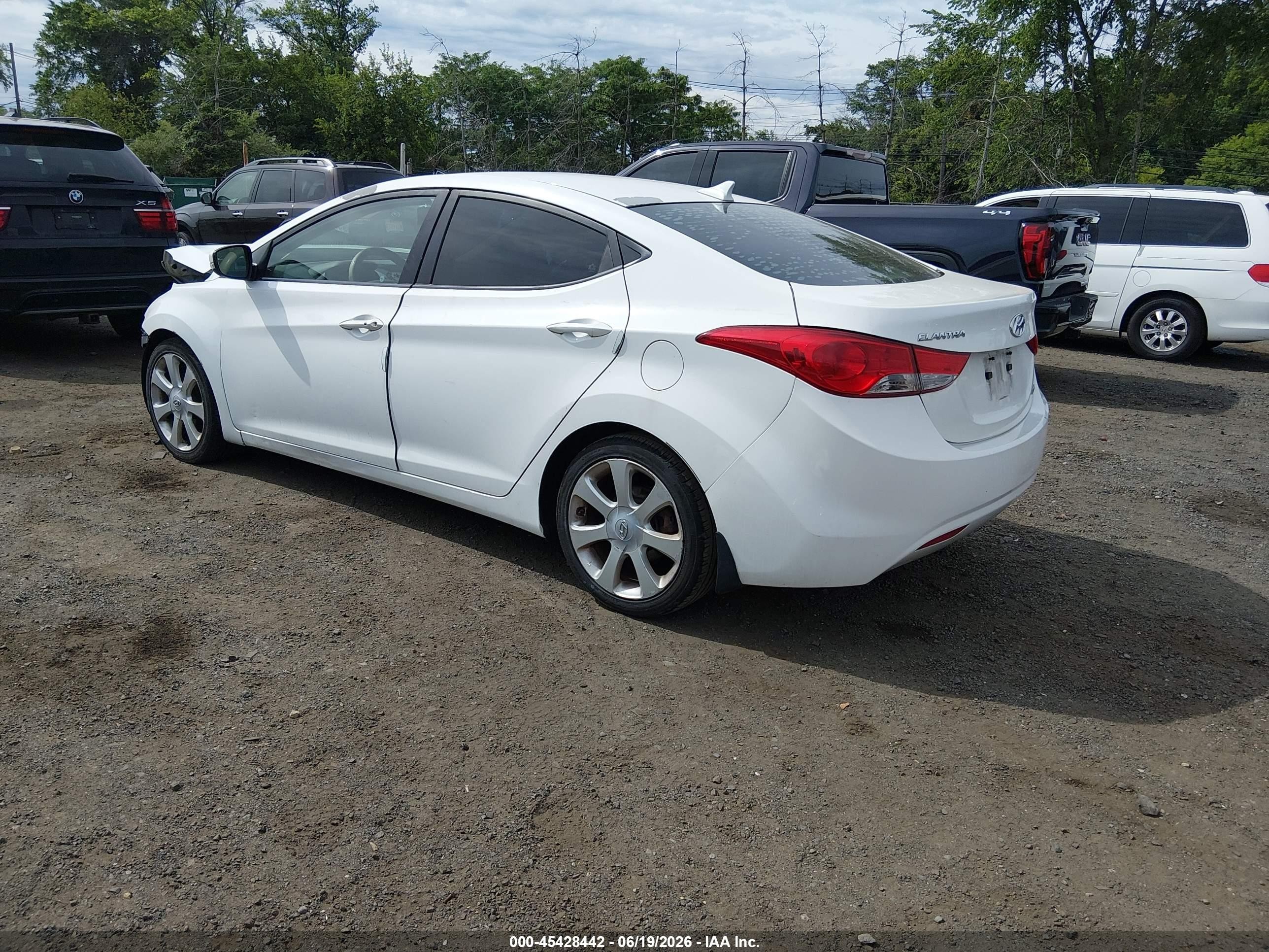 2013 Hyundai Elantra Limited White vin: 5NPDH4AE1DH322246