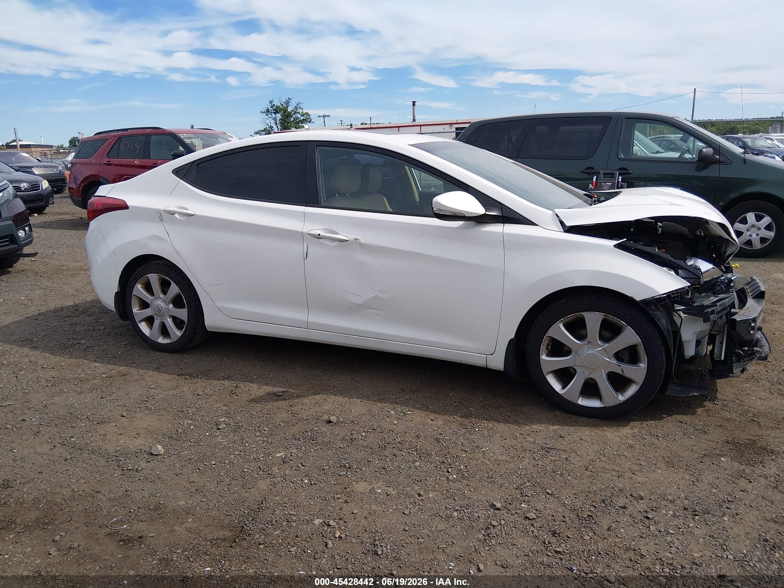 2013 Hyundai Elantra Limited White vin: 5NPDH4AE1DH322246
