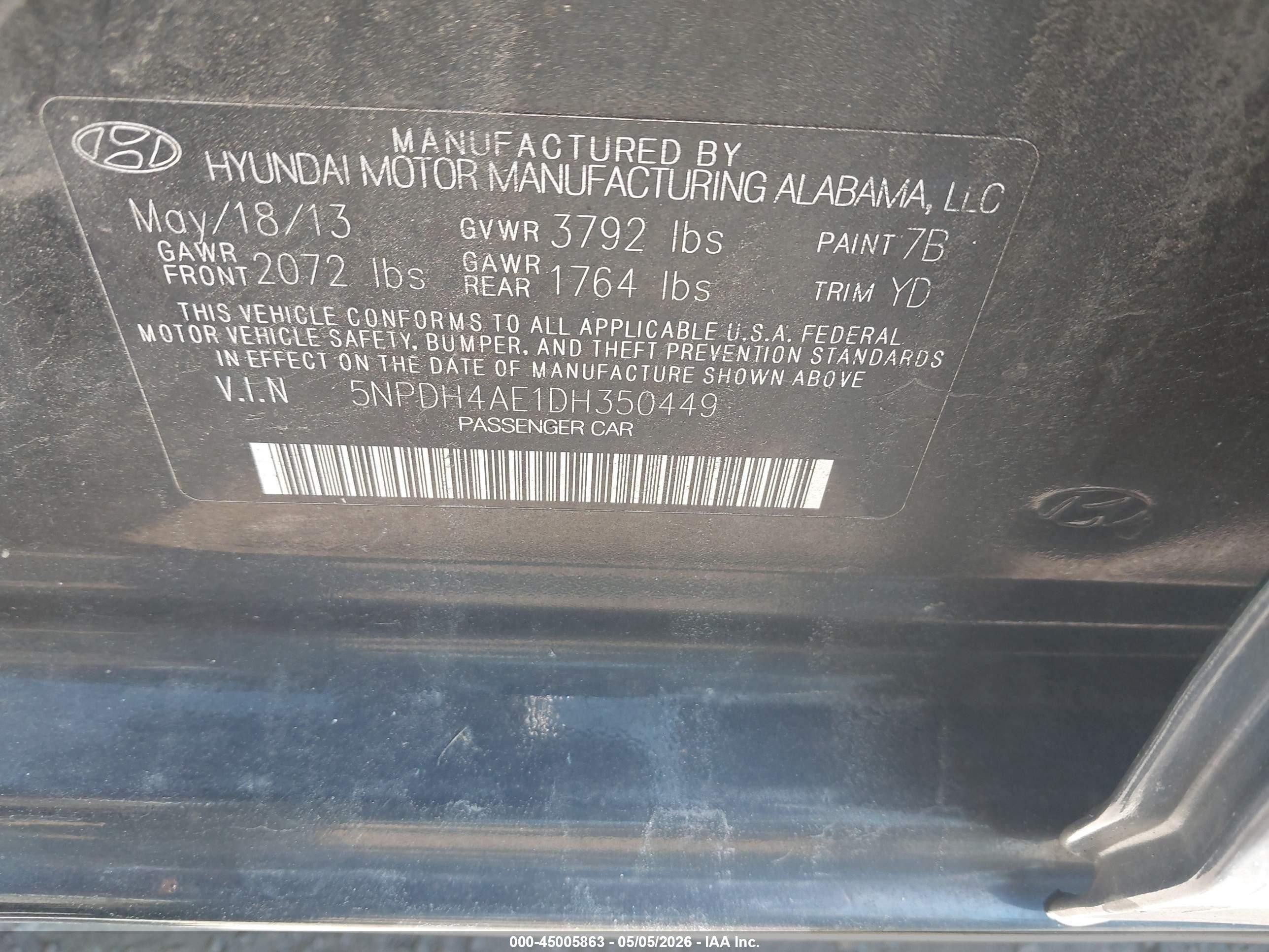2013 Hyundai Elantra Gls Black vin: 5NPDH4AE1DH350449