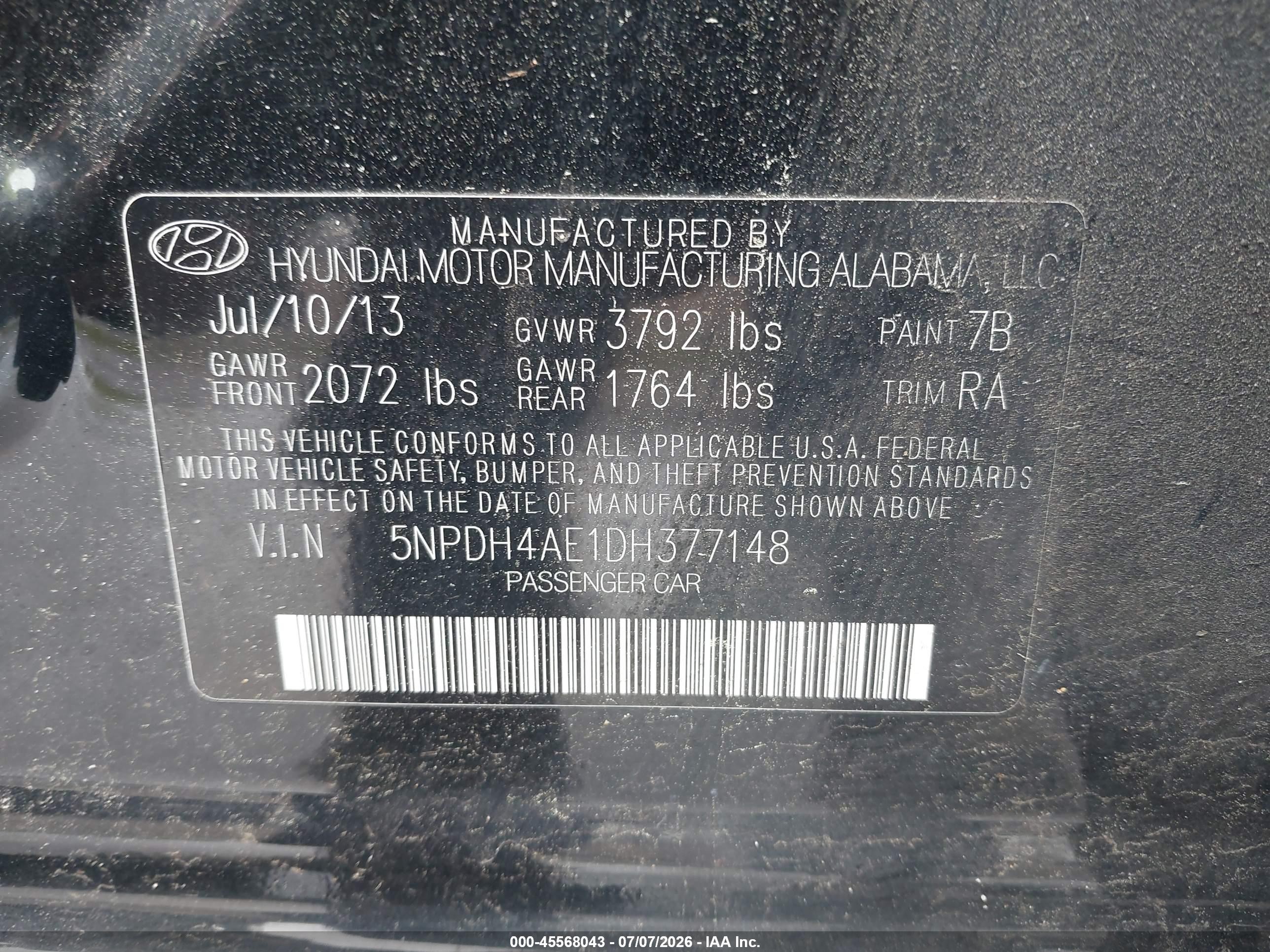 2013 Hyundai Elantra Gls Black vin: 5NPDH4AE1DH377148