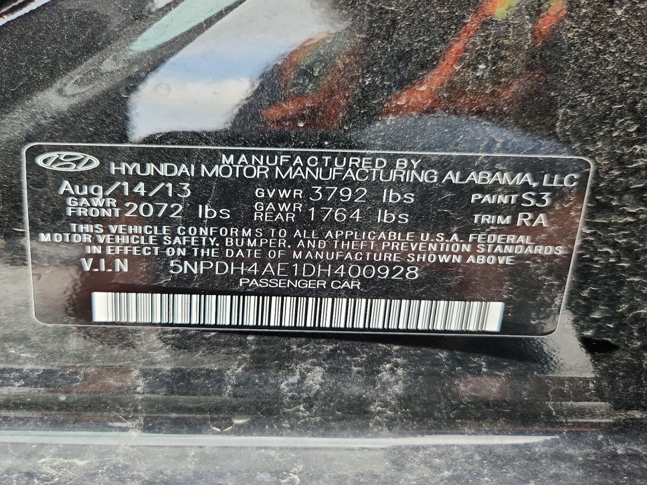 2013 Hyundai Elantra Gls Black vin: 5NPDH4AE1DH400928