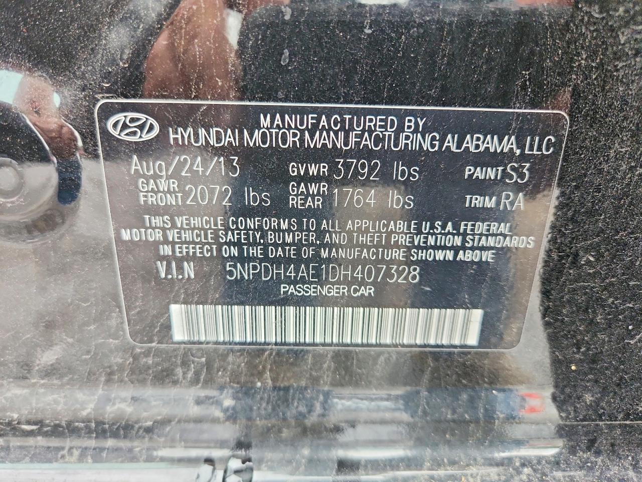 2013 Hyundai Elantra Gls Black vin: 5NPDH4AE1DH407328