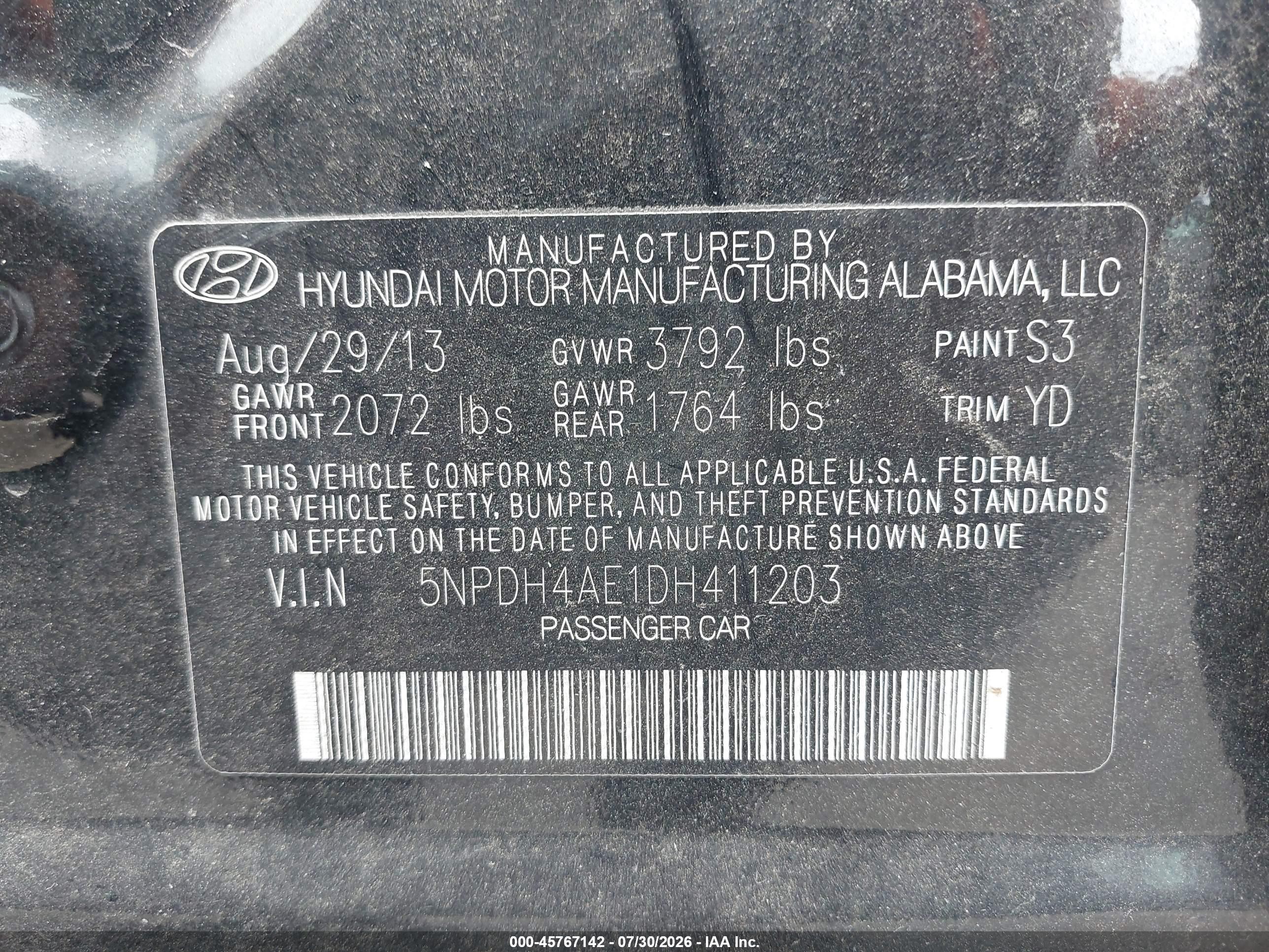 2013 Hyundai Elantra Gls Черный vin: 5NPDH4AE1DH411203
