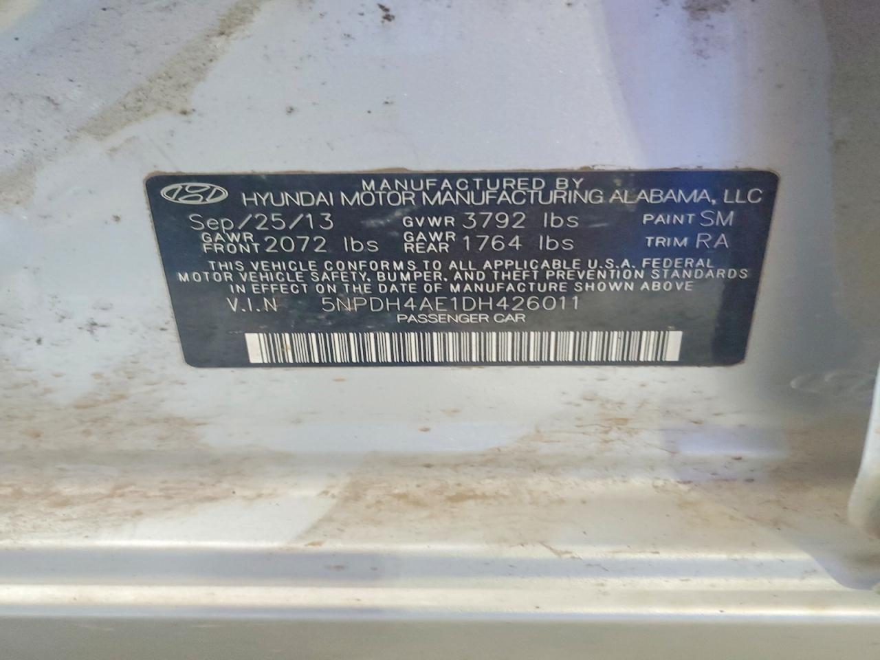 2013 Hyundai Elantra Gls Silver vin: 5NPDH4AE1DH426011