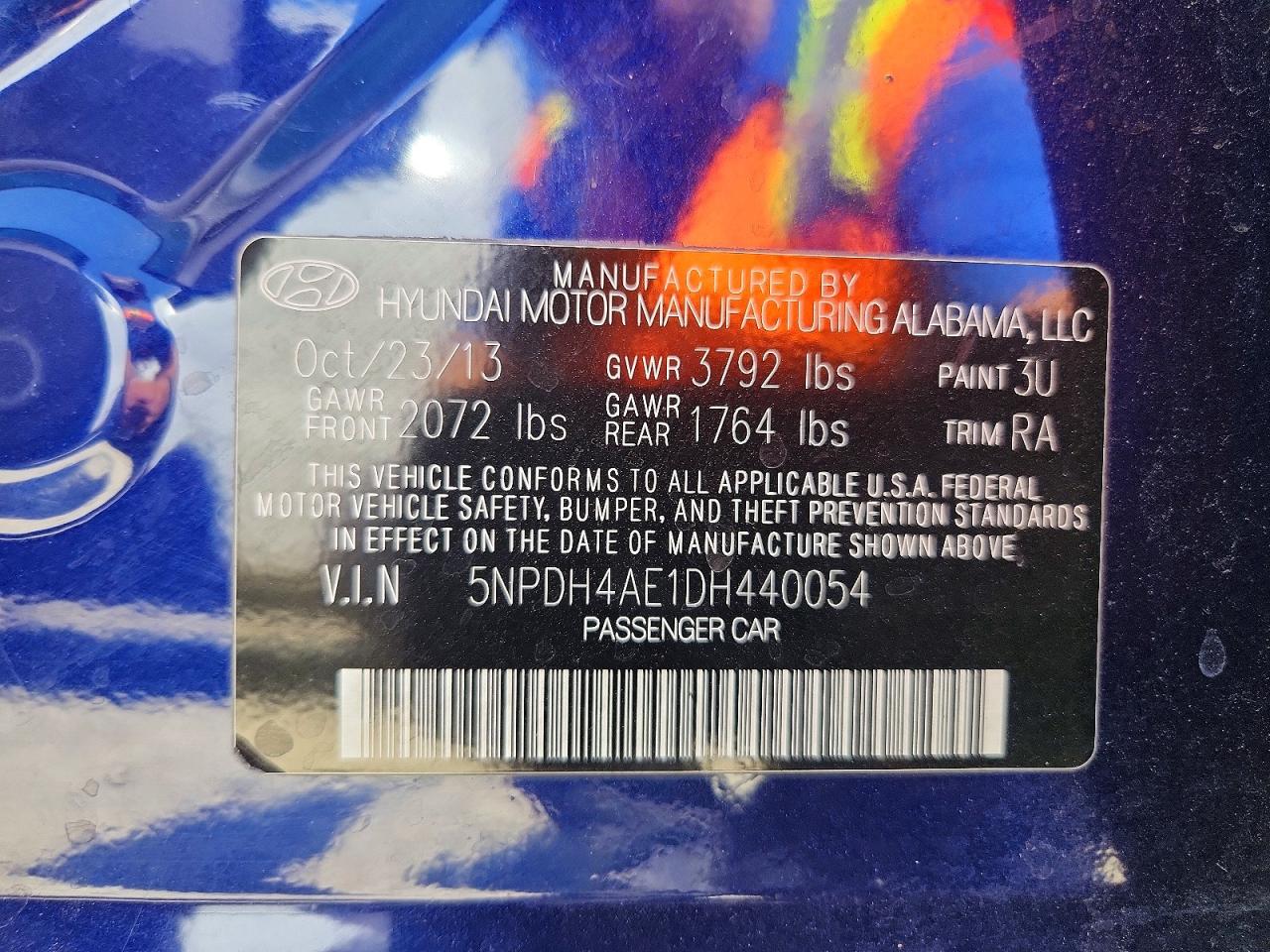 2013 Hyundai Elantra Gls Blue vin: 5NPDH4AE1DH440054
