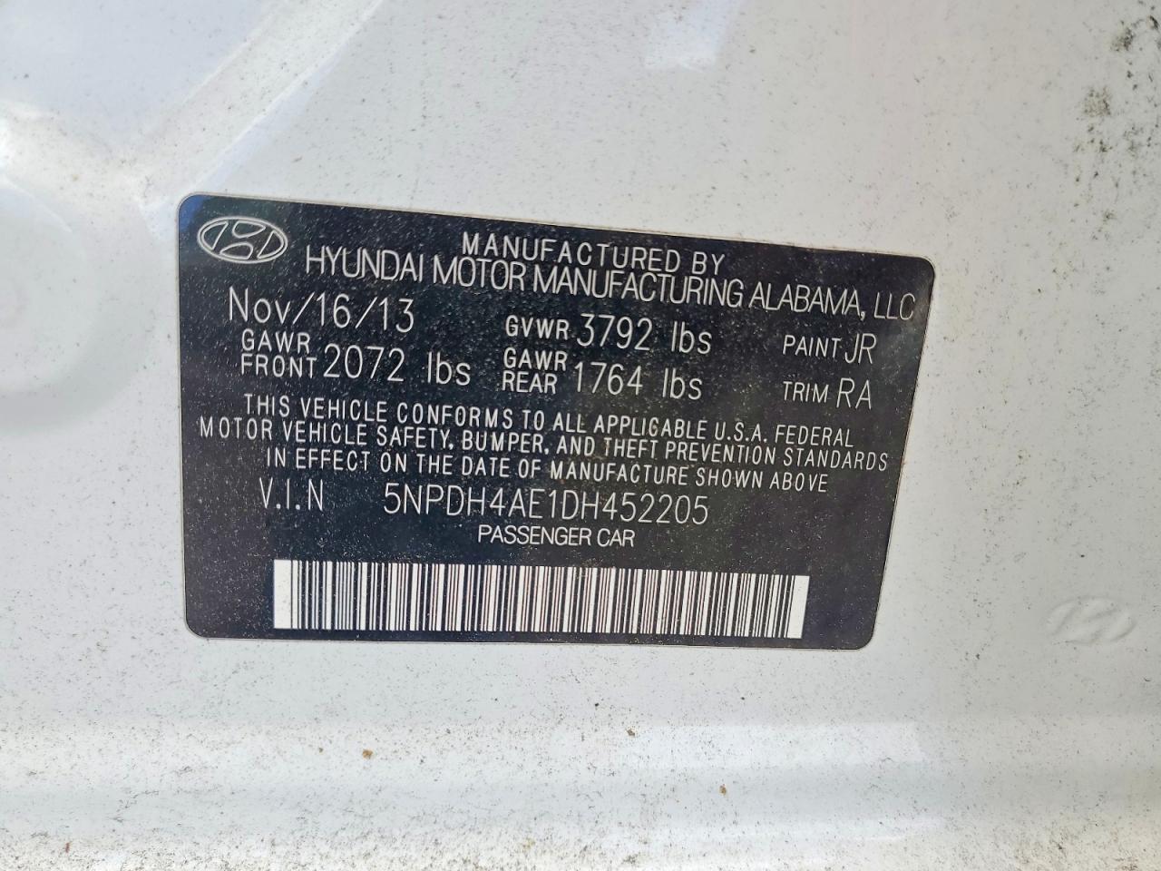 2013 Hyundai Elantra Gls Белый vin: 5NPDH4AE1DH452205