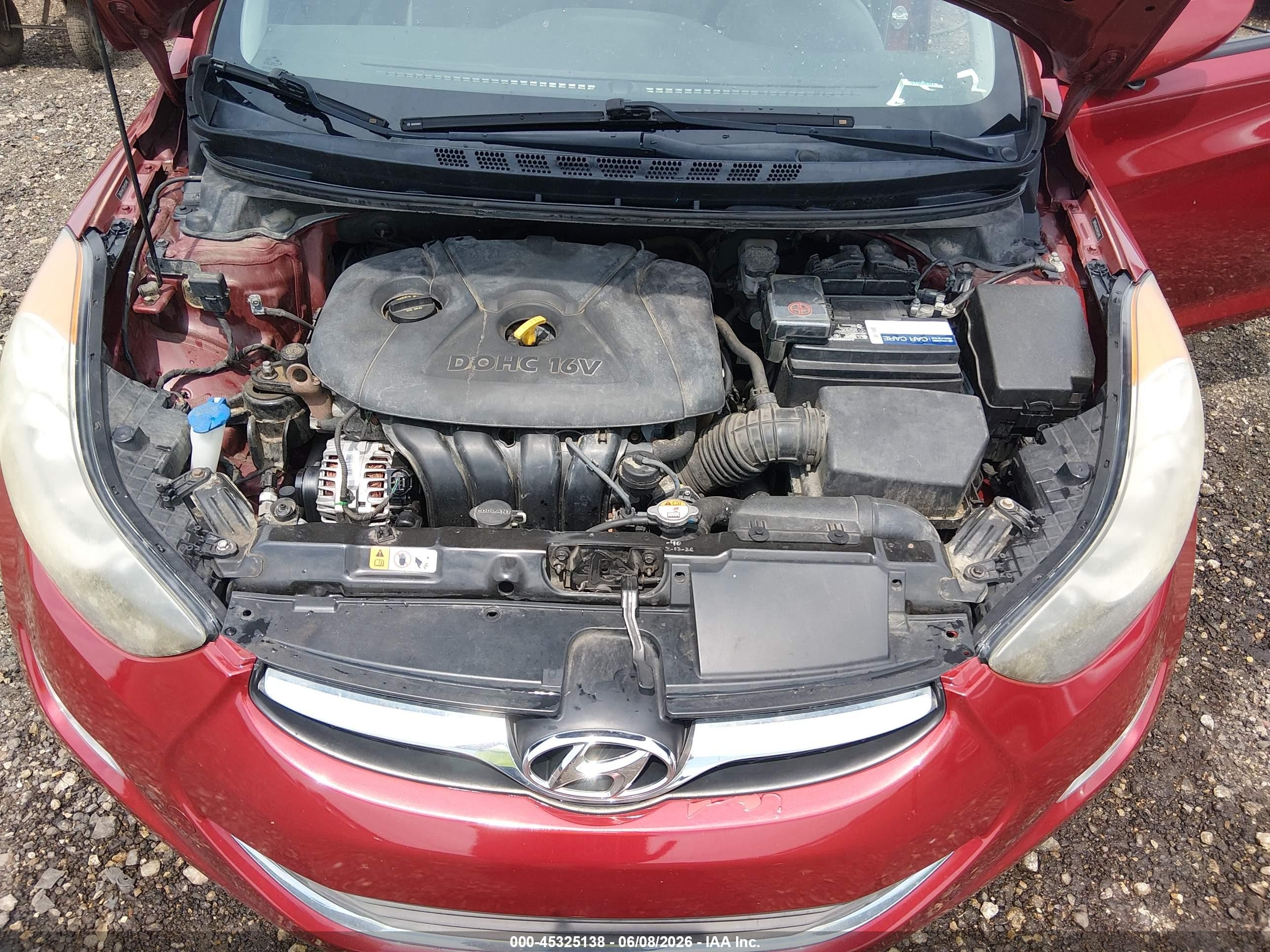 2013 Hyundai Elantra Gls Maroon vin: 5NPDH4AE1DH453449