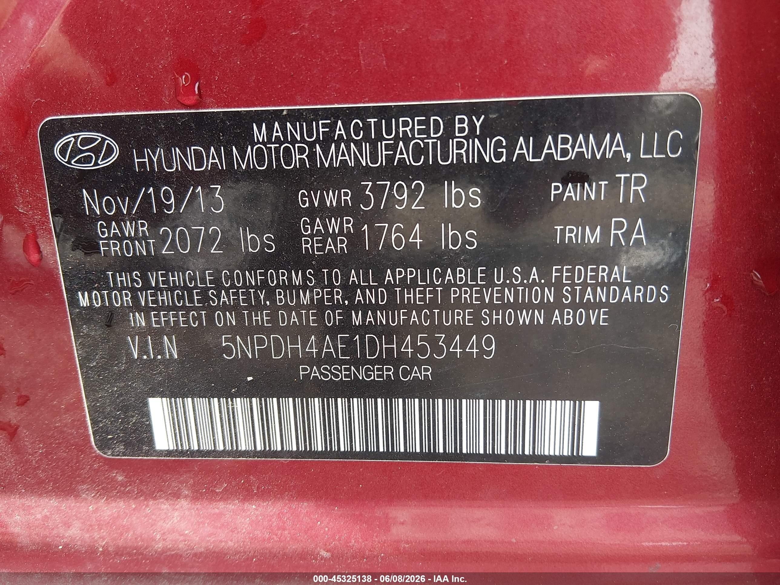 2013 Hyundai Elantra Gls Maroon vin: 5NPDH4AE1DH453449