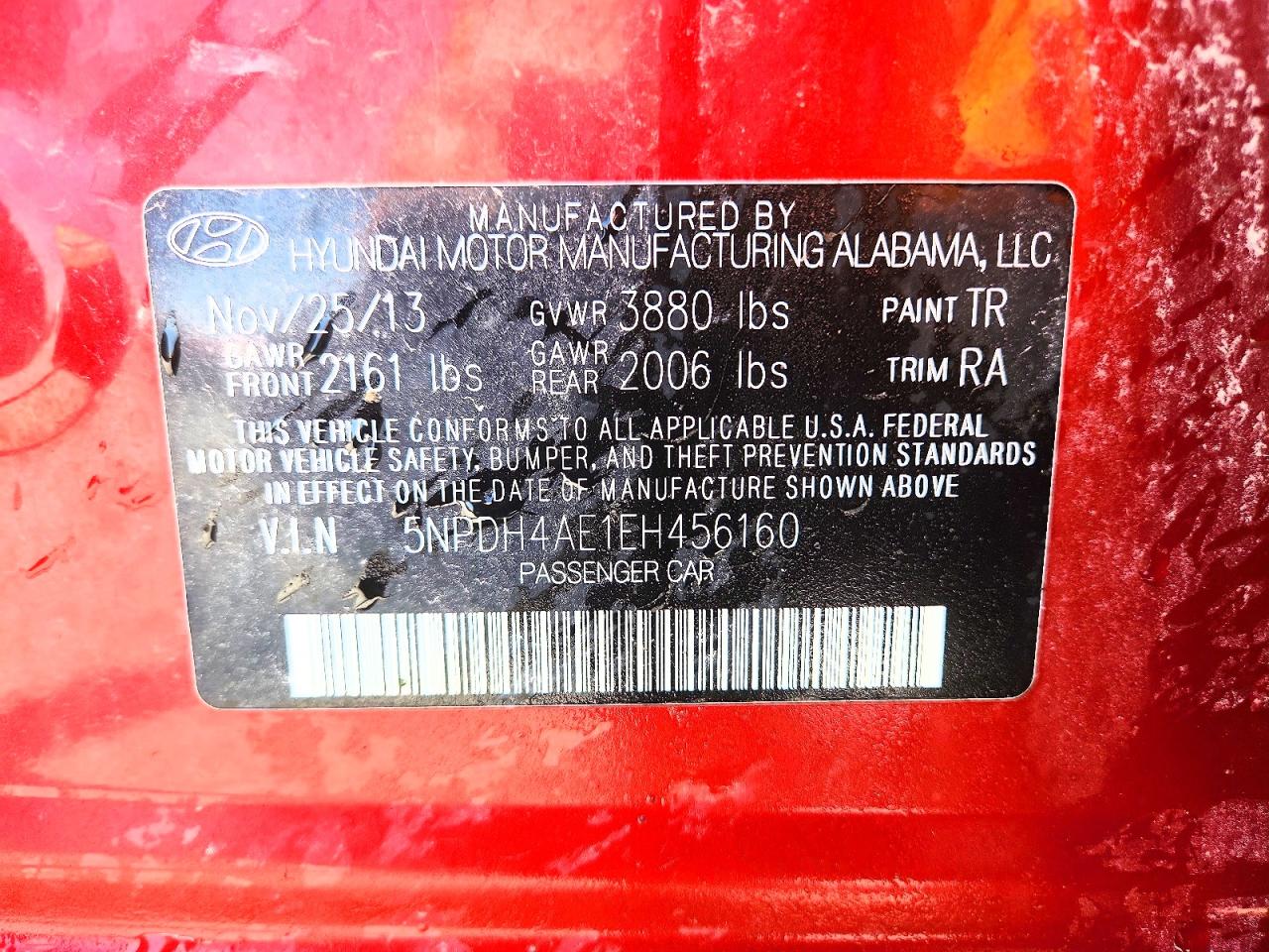 2014 Hyundai Elantra Se Красный vin: 5NPDH4AE1EH456160