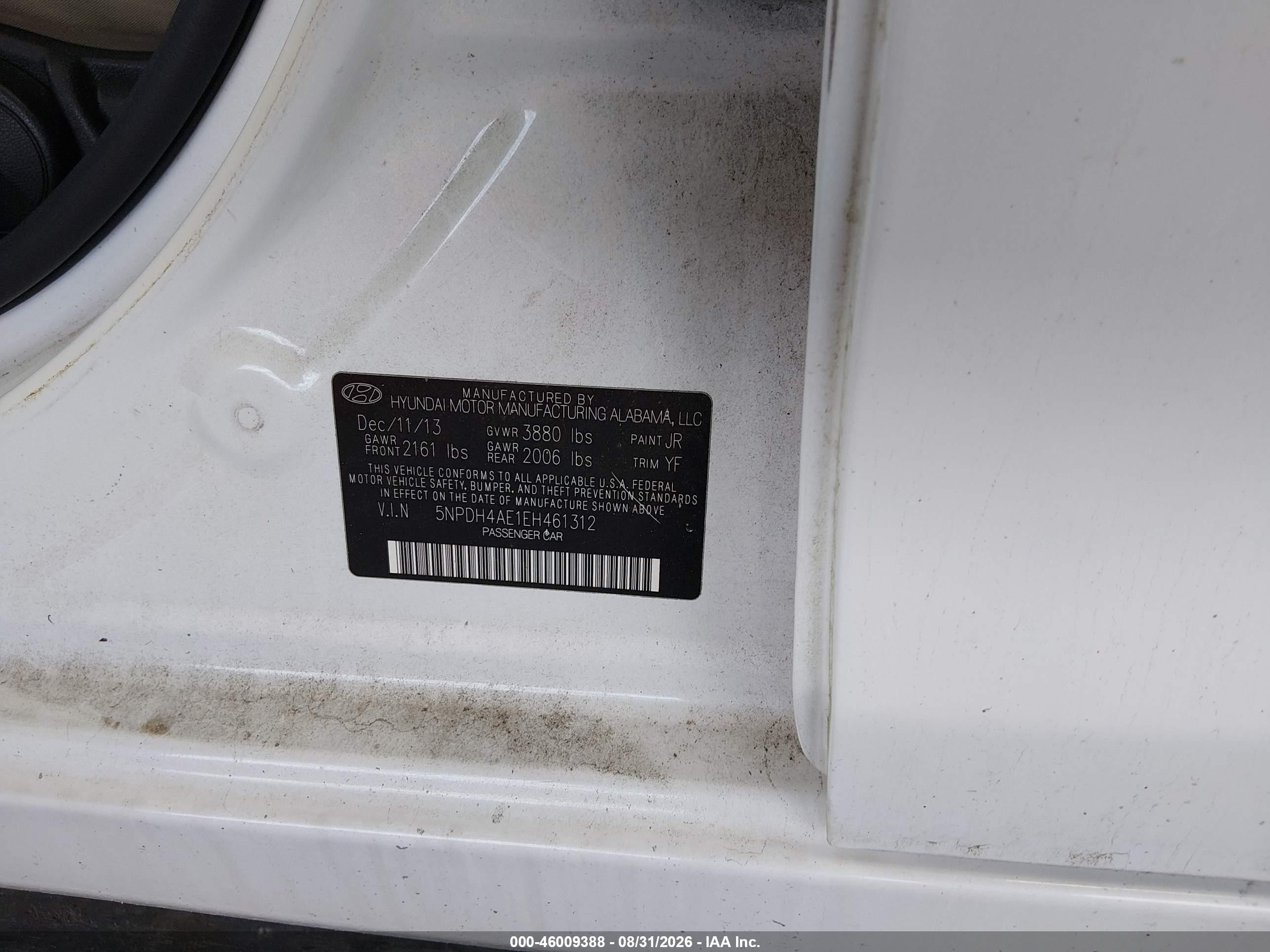 2014 Hyundai Elantra Se Белый vin: 5NPDH4AE1EH461312
