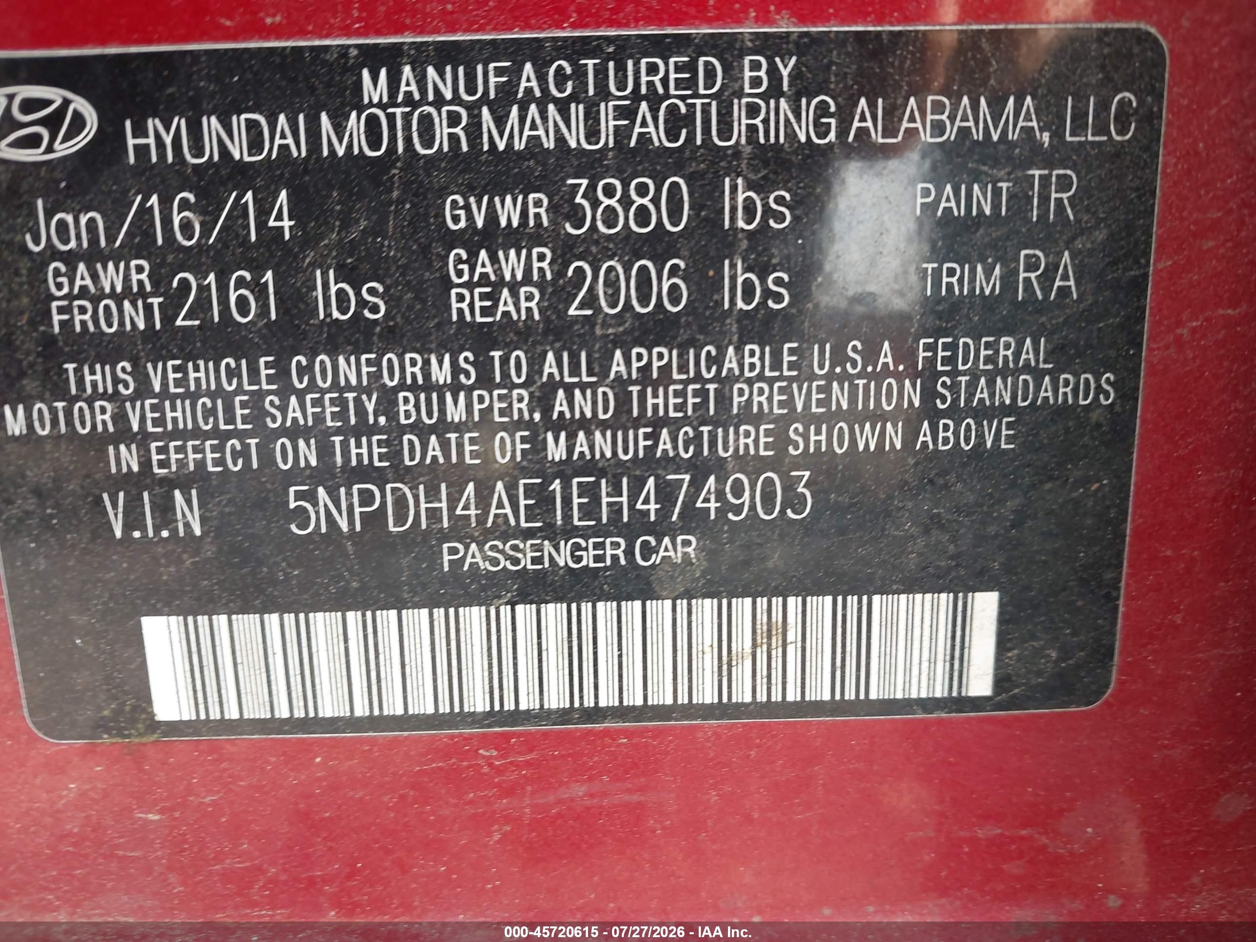 2014 Hyundai Elantra Se Красный vin: 5NPDH4AE1EH474903