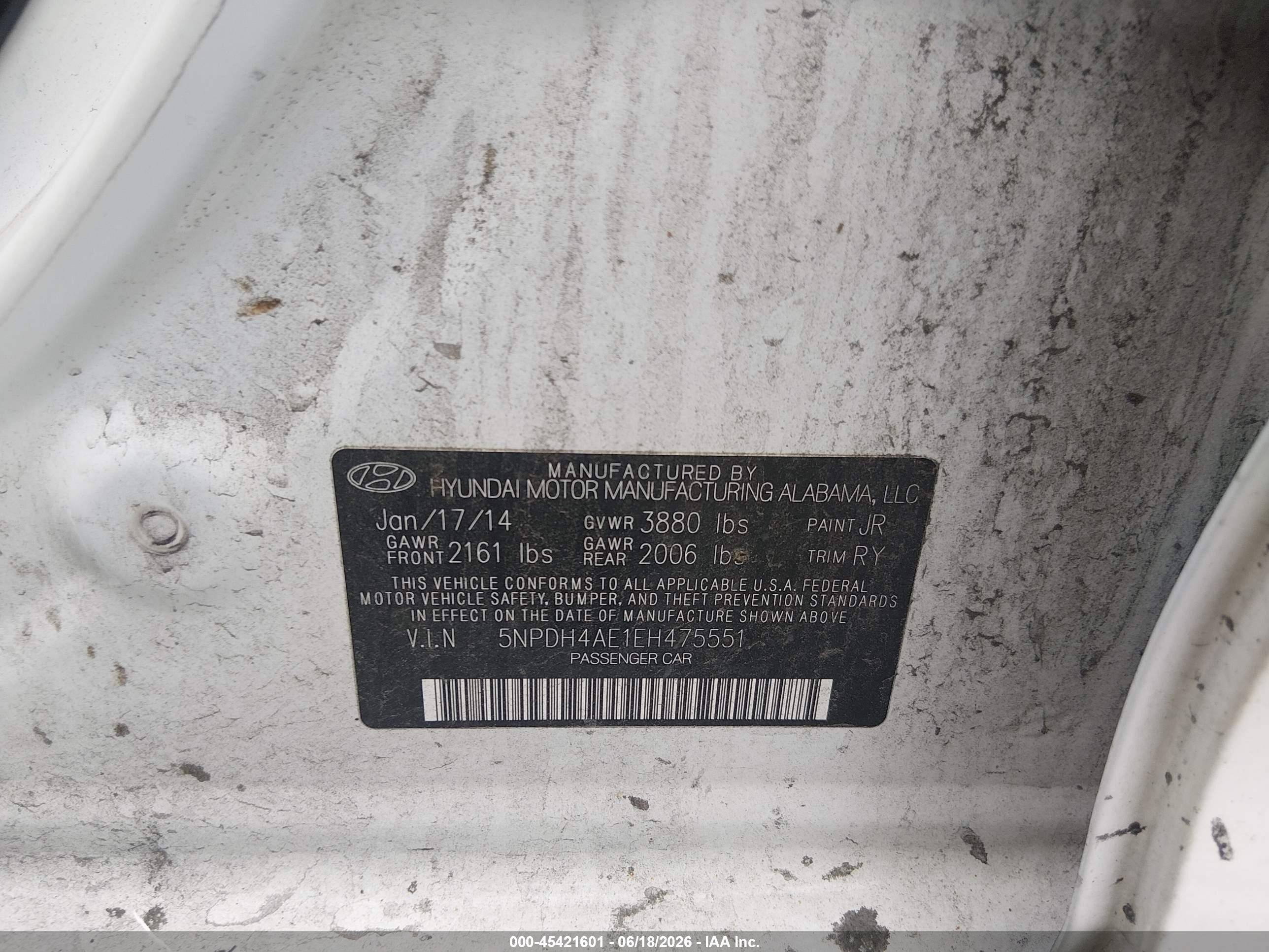 2014 Hyundai Elantra Limited White vin: 5NPDH4AE1EH475551