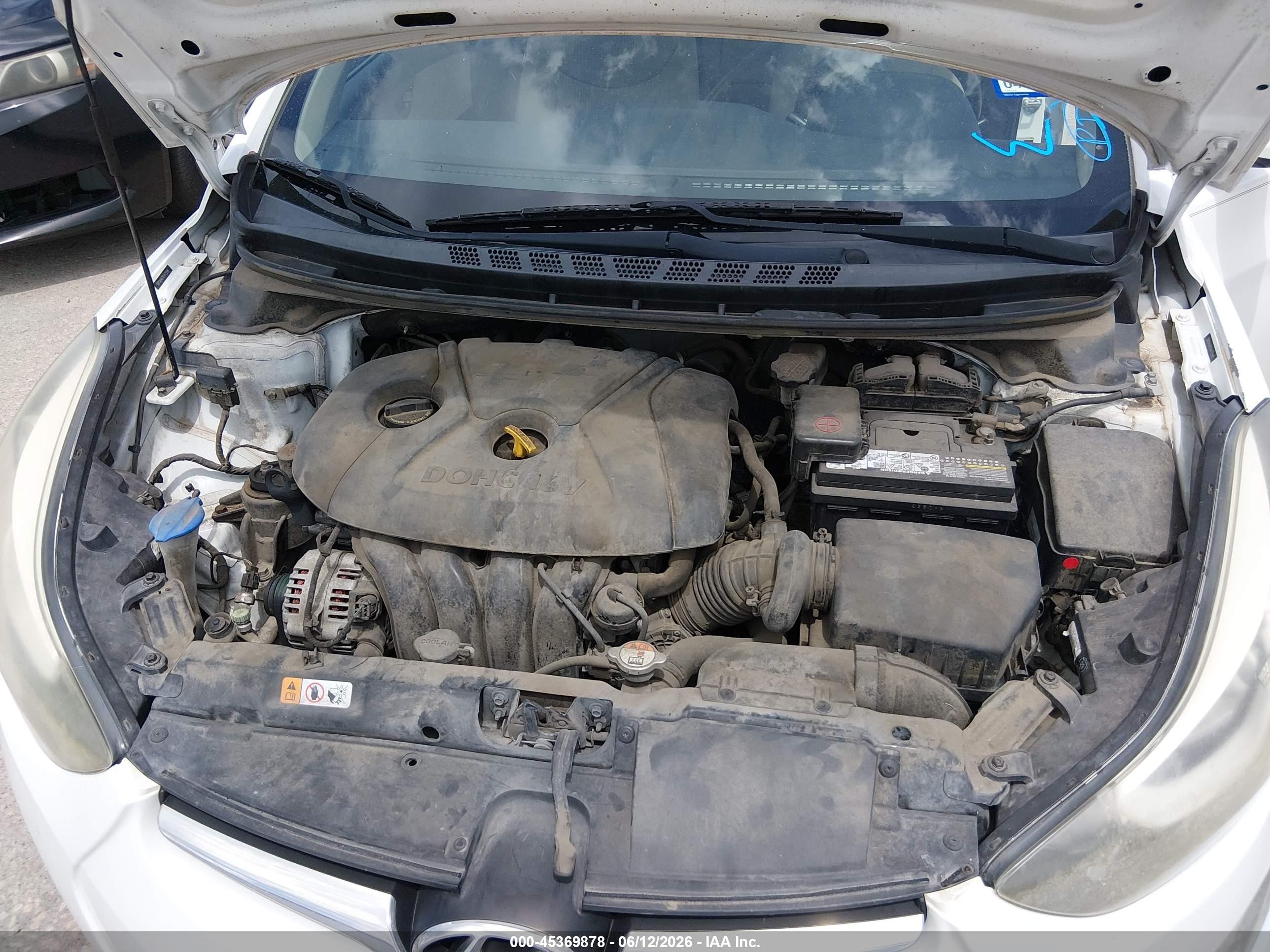 2014 Hyundai Elantra Se White vin: 5NPDH4AE1EH475596