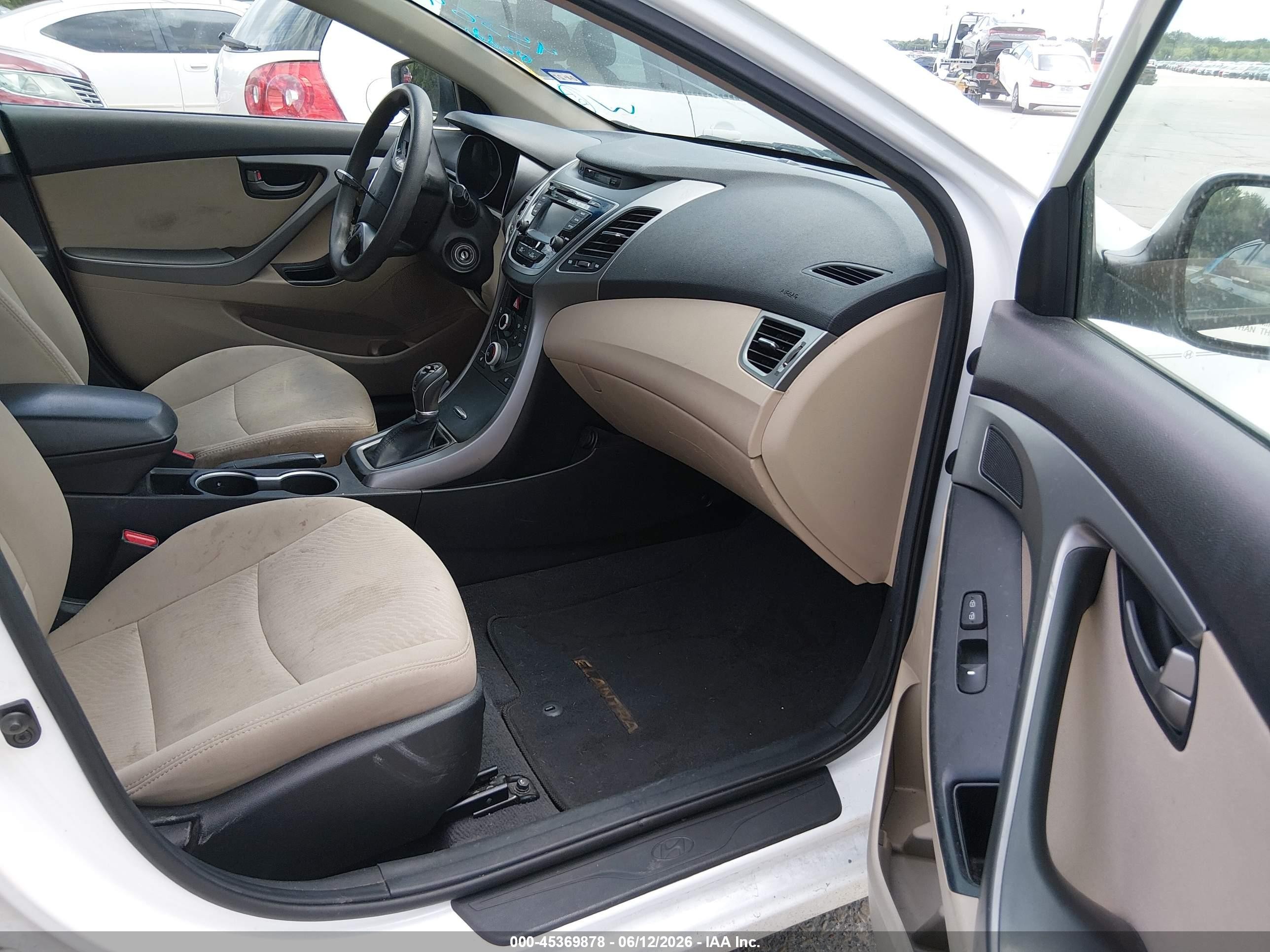 2014 Hyundai Elantra Se White vin: 5NPDH4AE1EH475596