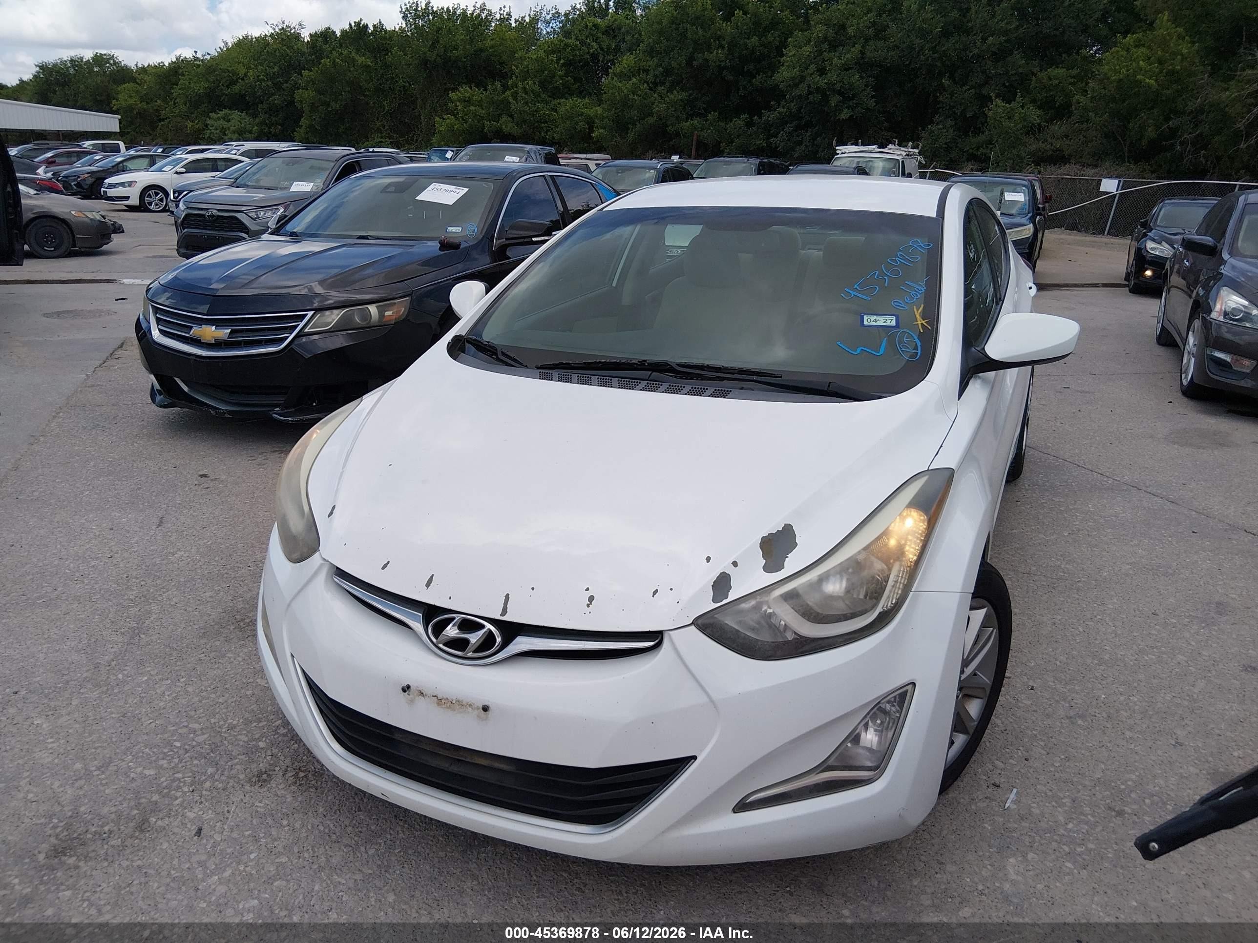 2014 Hyundai Elantra Se White vin: 5NPDH4AE1EH475596