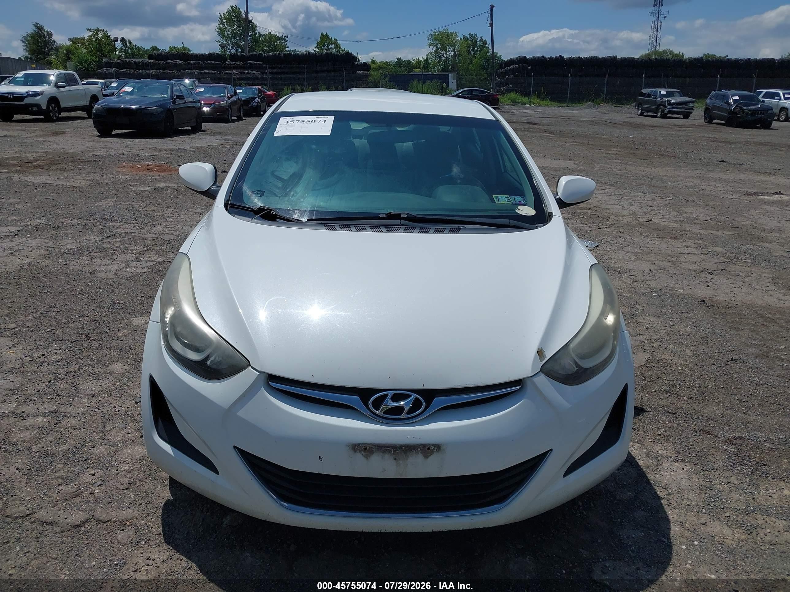 2014 Hyundai Elantra Se White vin: 5NPDH4AE1EH486095