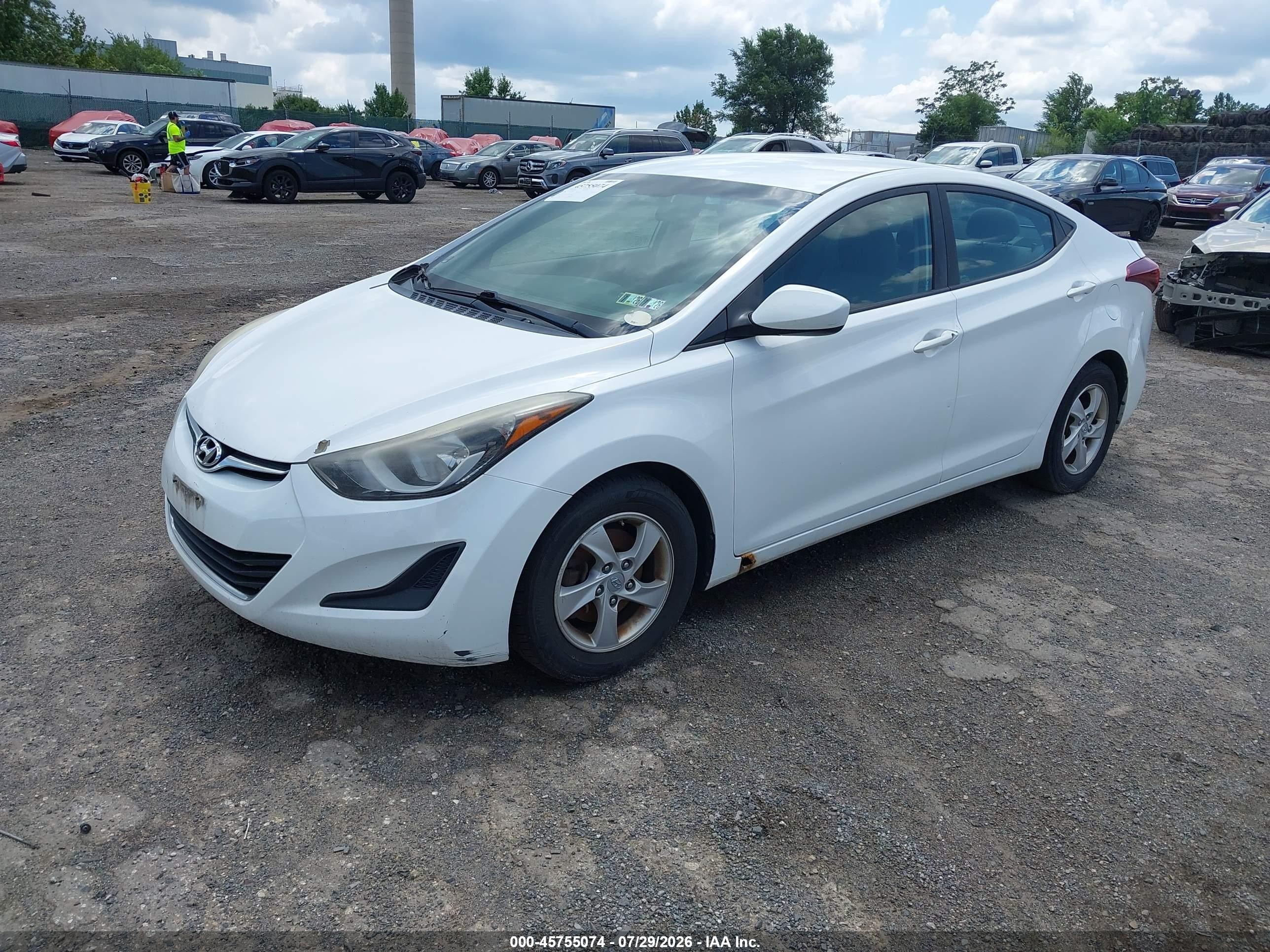 2014 Hyundai Elantra Se White vin: 5NPDH4AE1EH486095