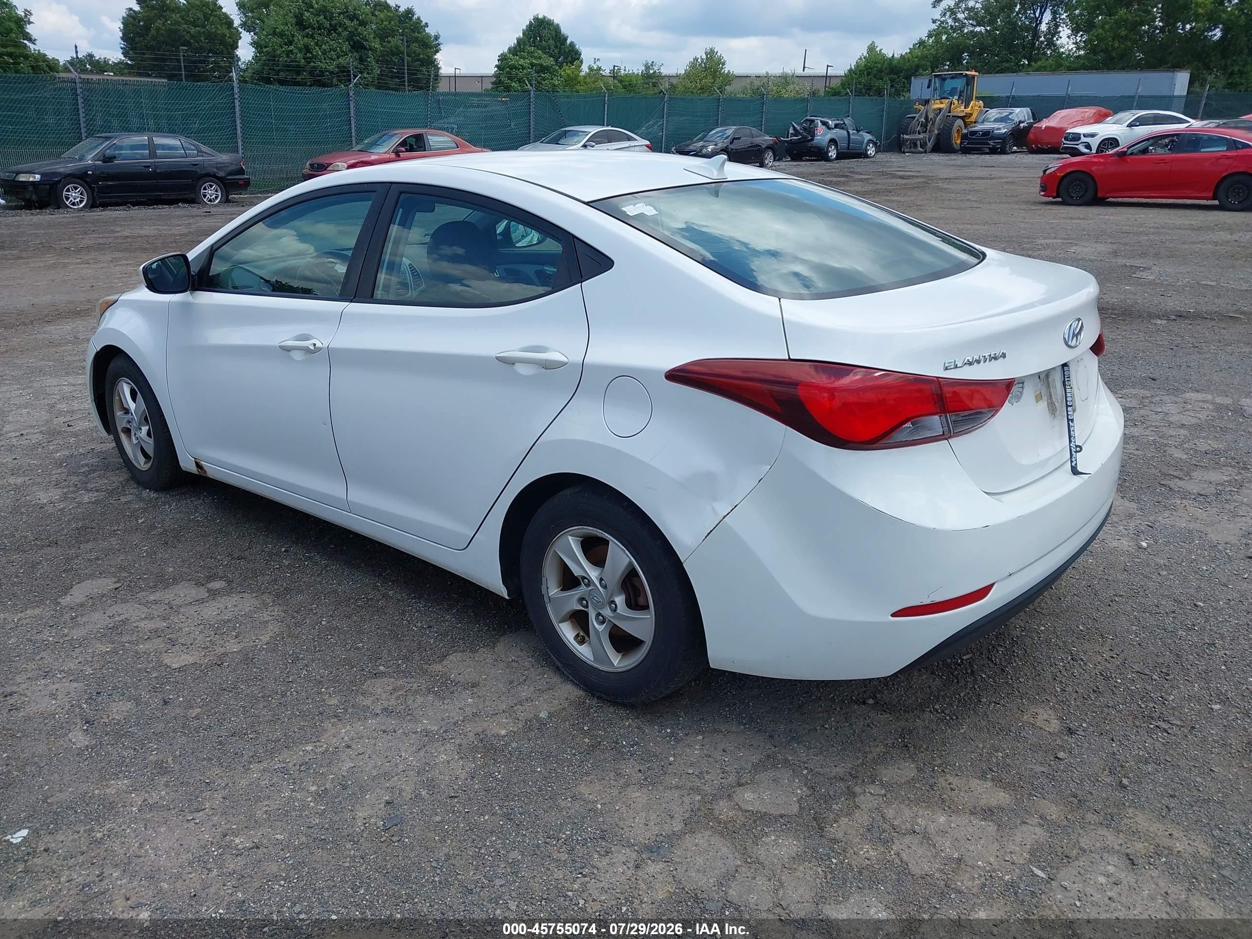 2014 Hyundai Elantra Se White vin: 5NPDH4AE1EH486095