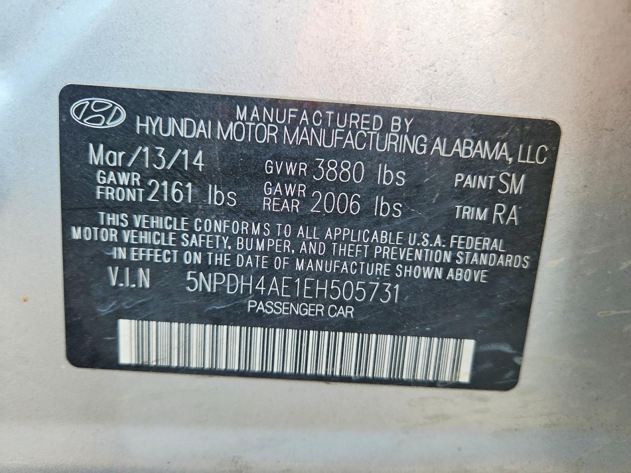 2014 Hyundai Elantra Se Silver vin: 5NPDH4AE1EH505731