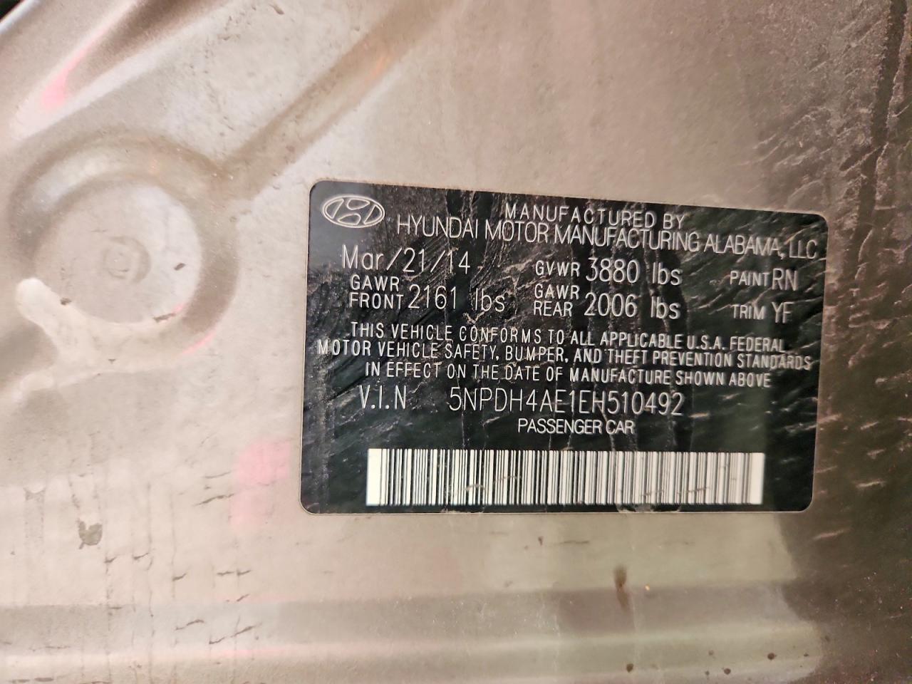 2014 Hyundai Elantra Se Золотой vin: 5NPDH4AE1EH510492