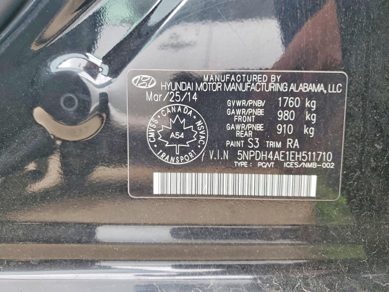 2014 Hyundai Elantra Se Black vin: 5NPDH4AE1EH511710