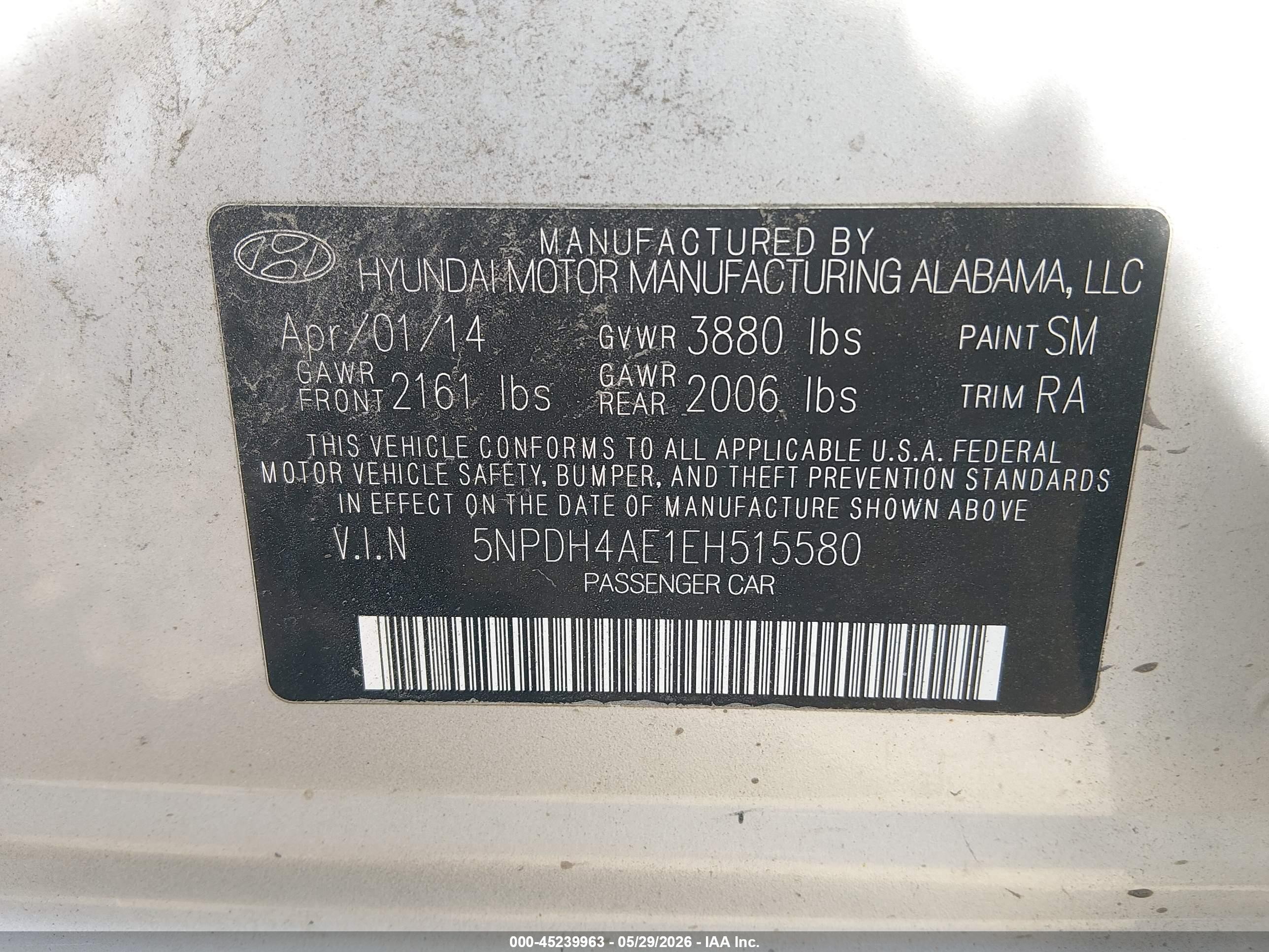 2014 Hyundai Elantra Se Silver vin: 5NPDH4AE1EH515580