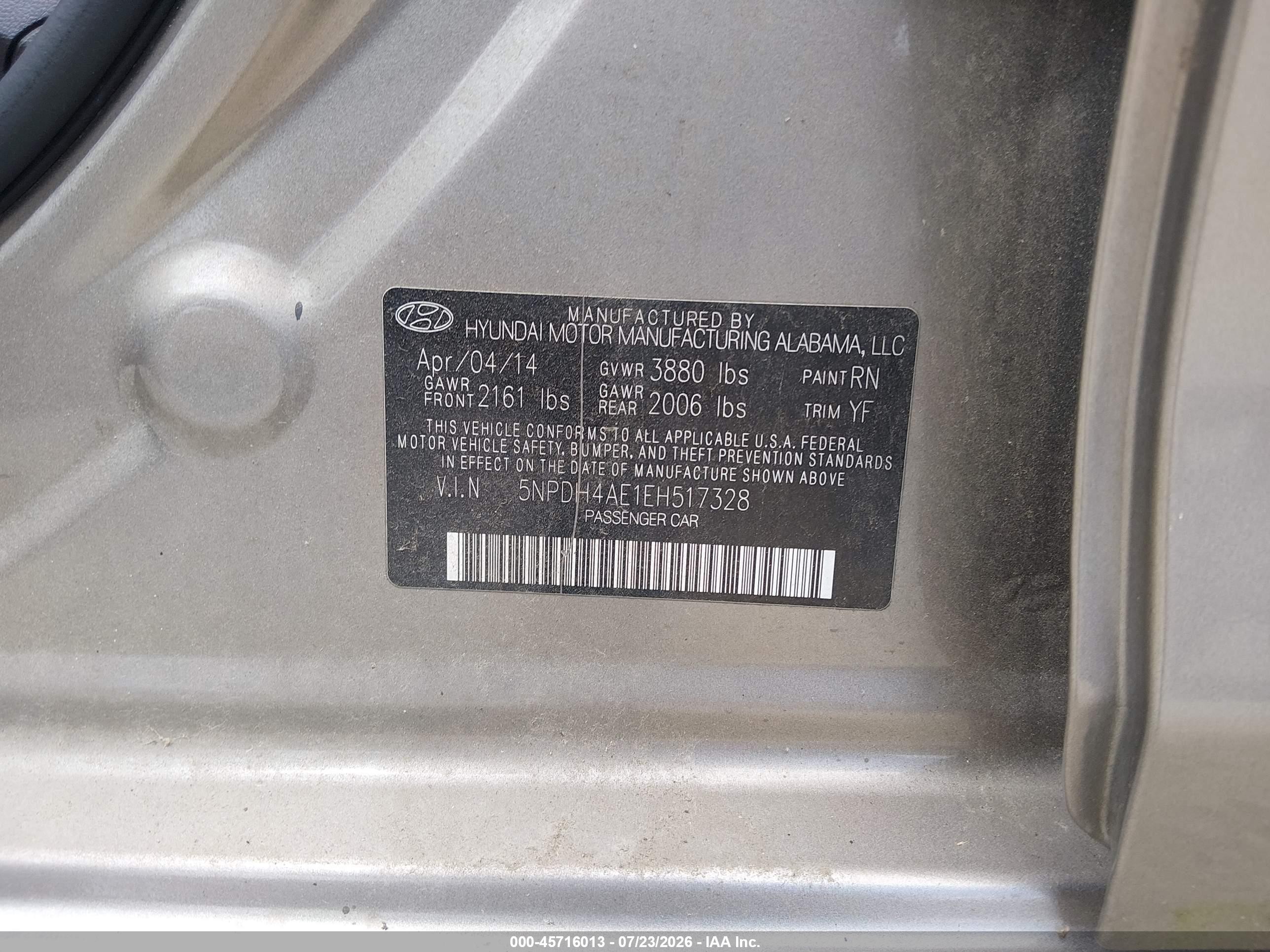 2014 Hyundai Elantra Se Бежевый vin: 5NPDH4AE1EH517328