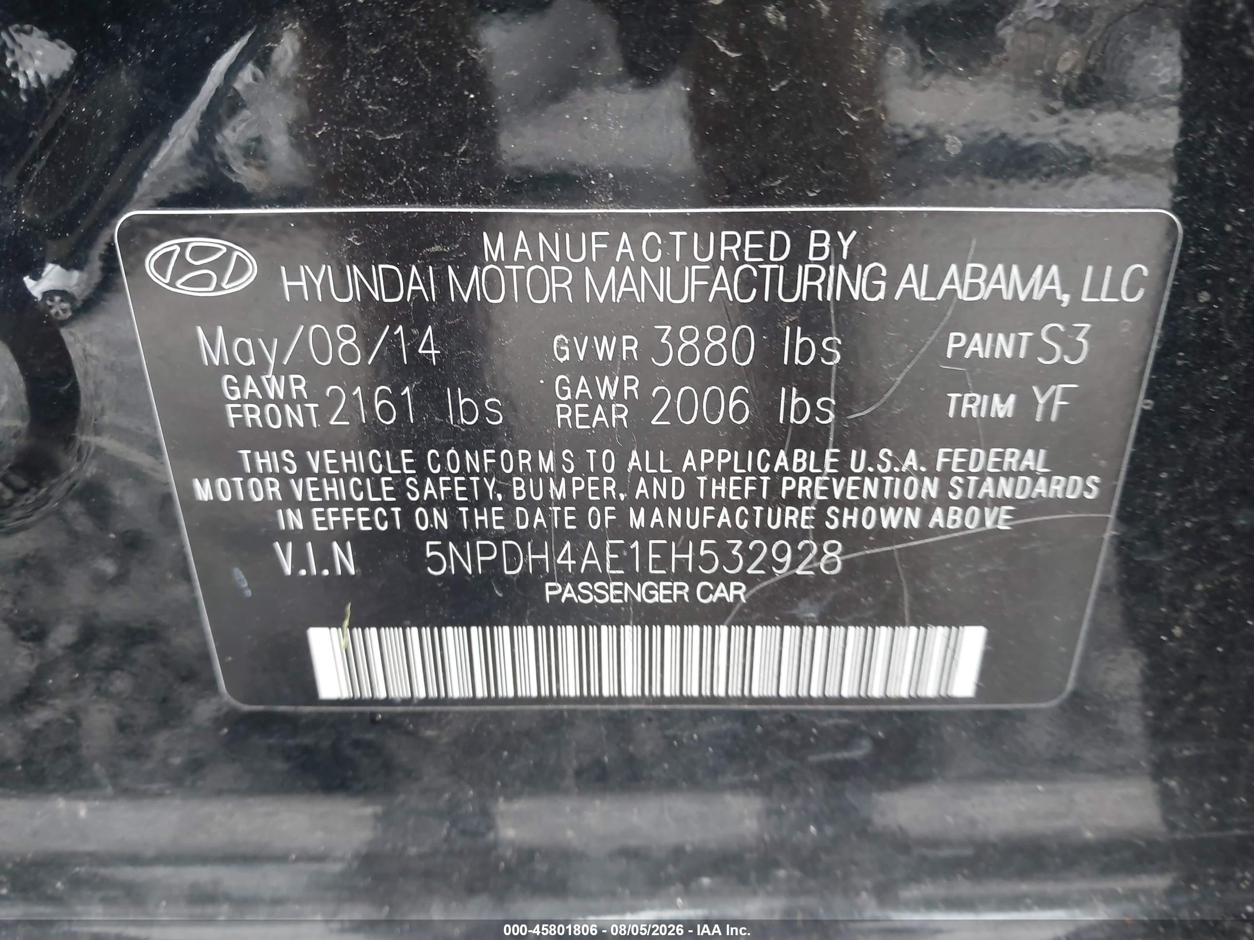 2014 Hyundai Elantra Se Black vin: 5NPDH4AE1EH532928