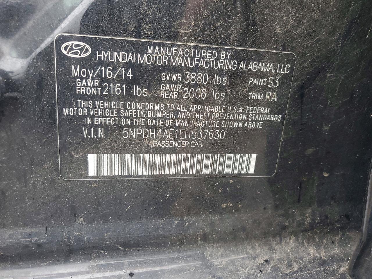 2014 Hyundai Elantra Se Black vin: 5NPDH4AE1EH537630