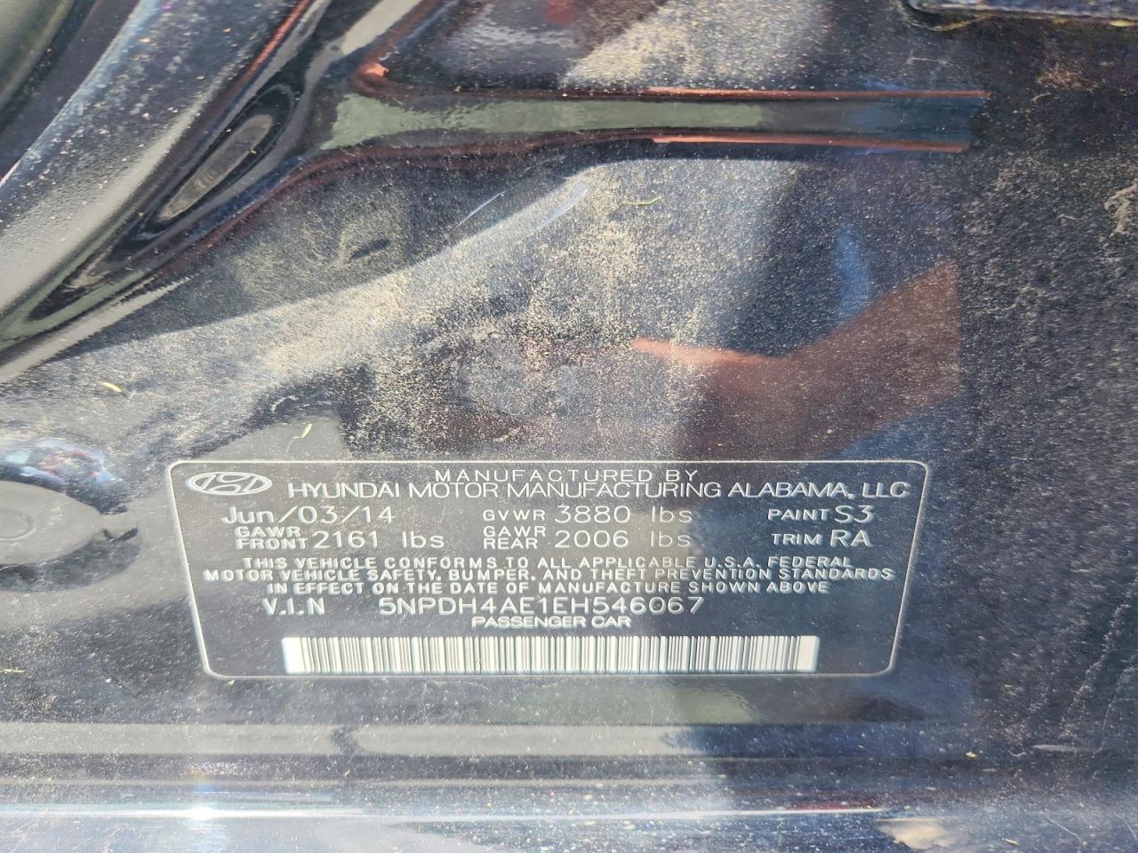 2014 Hyundai Elantra Se Black vin: 5NPDH4AE1EH546067
